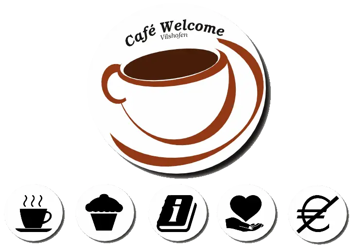 Café Welcome Logo with Coffee Cup