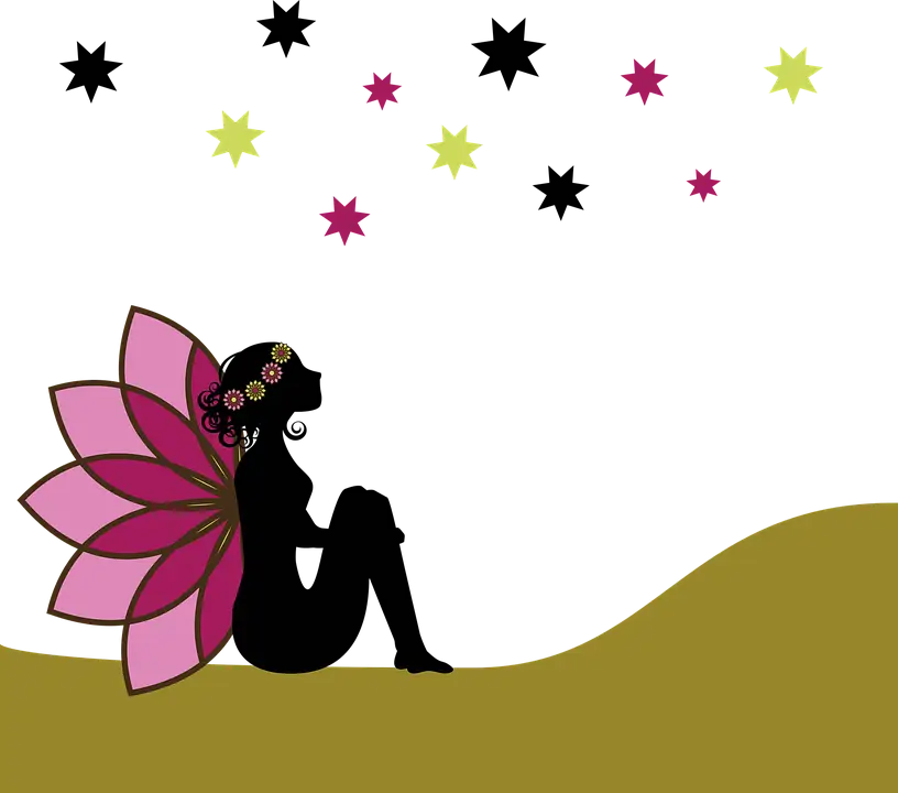 Silhouette Fairy Sitting Under Stars