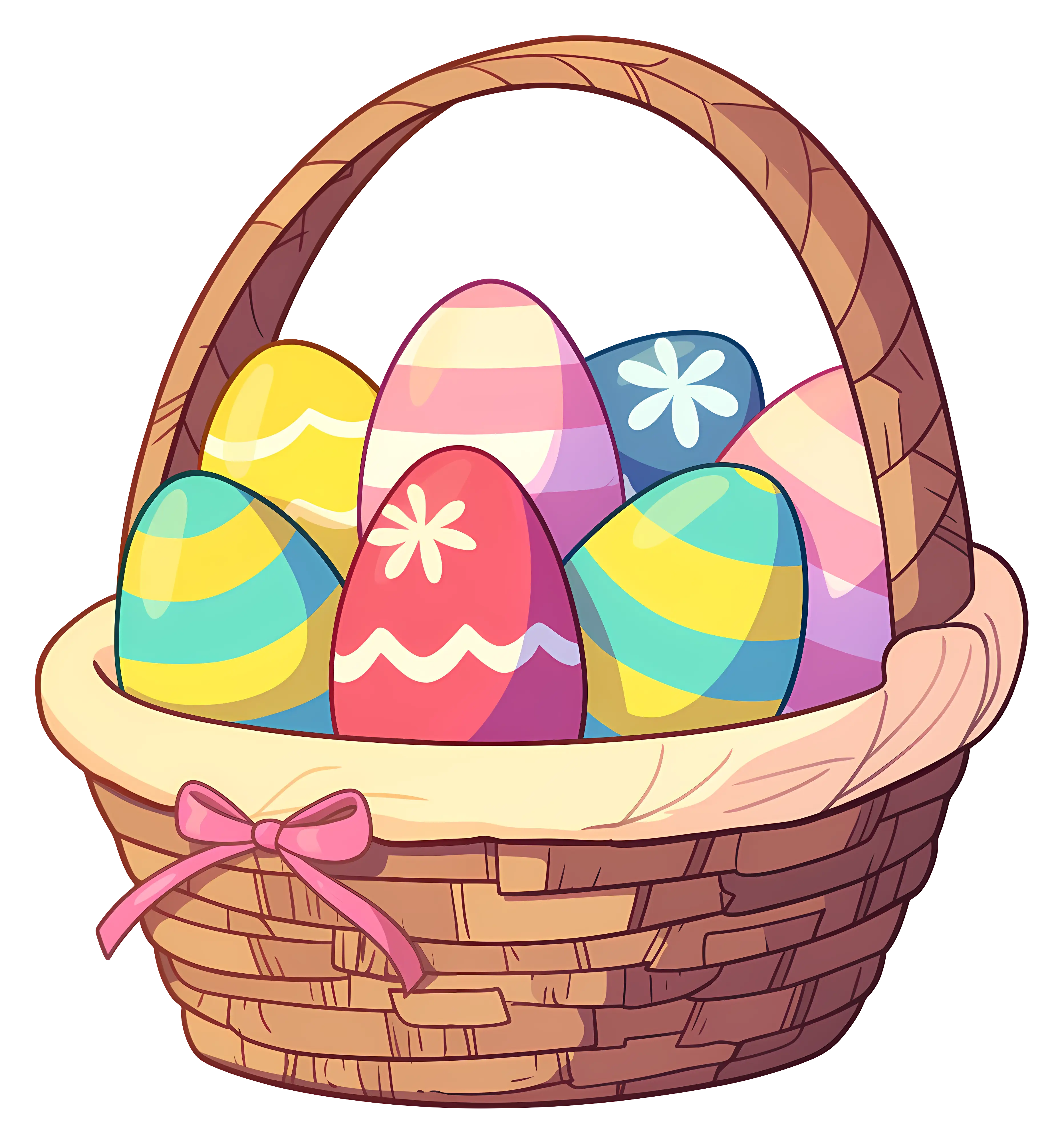 Colorful Easter Eggs in a Basket