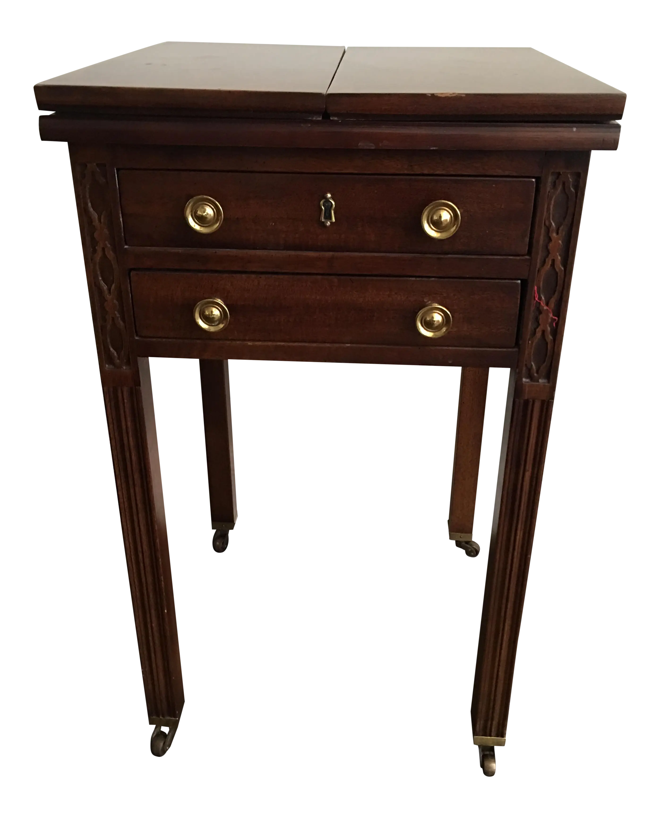 Antique Wooden Sewing Table with Drawer