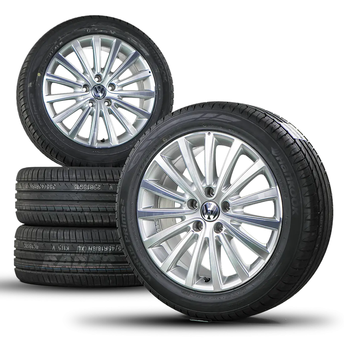 Stack of Car Tires with Rims