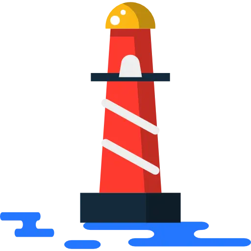 Cartoon Lighthouse by the Sea