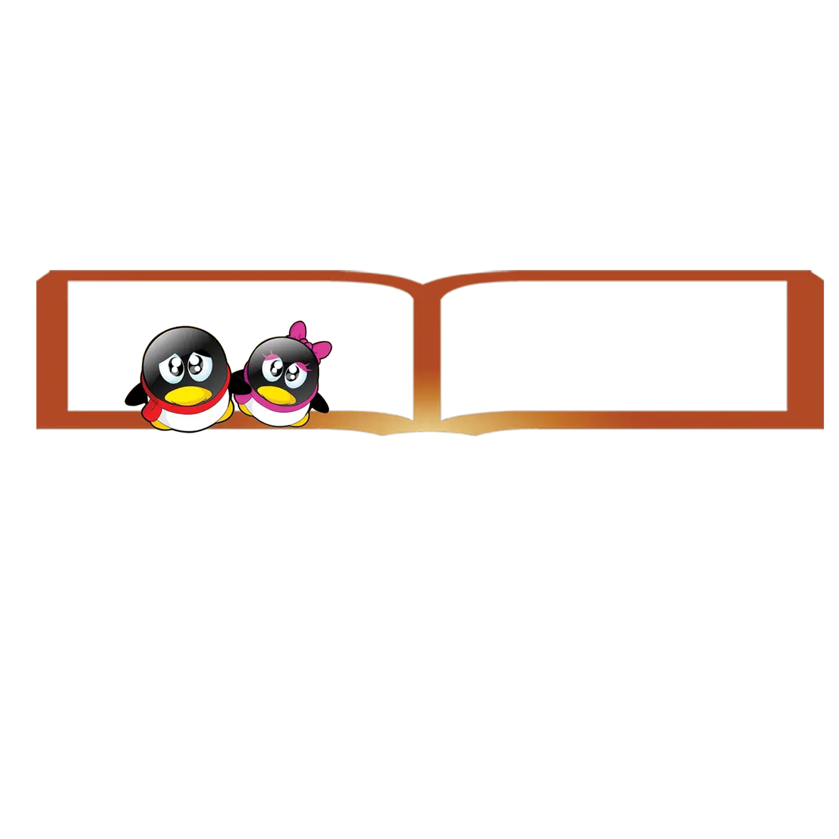 Cute Penguins with Open Book
