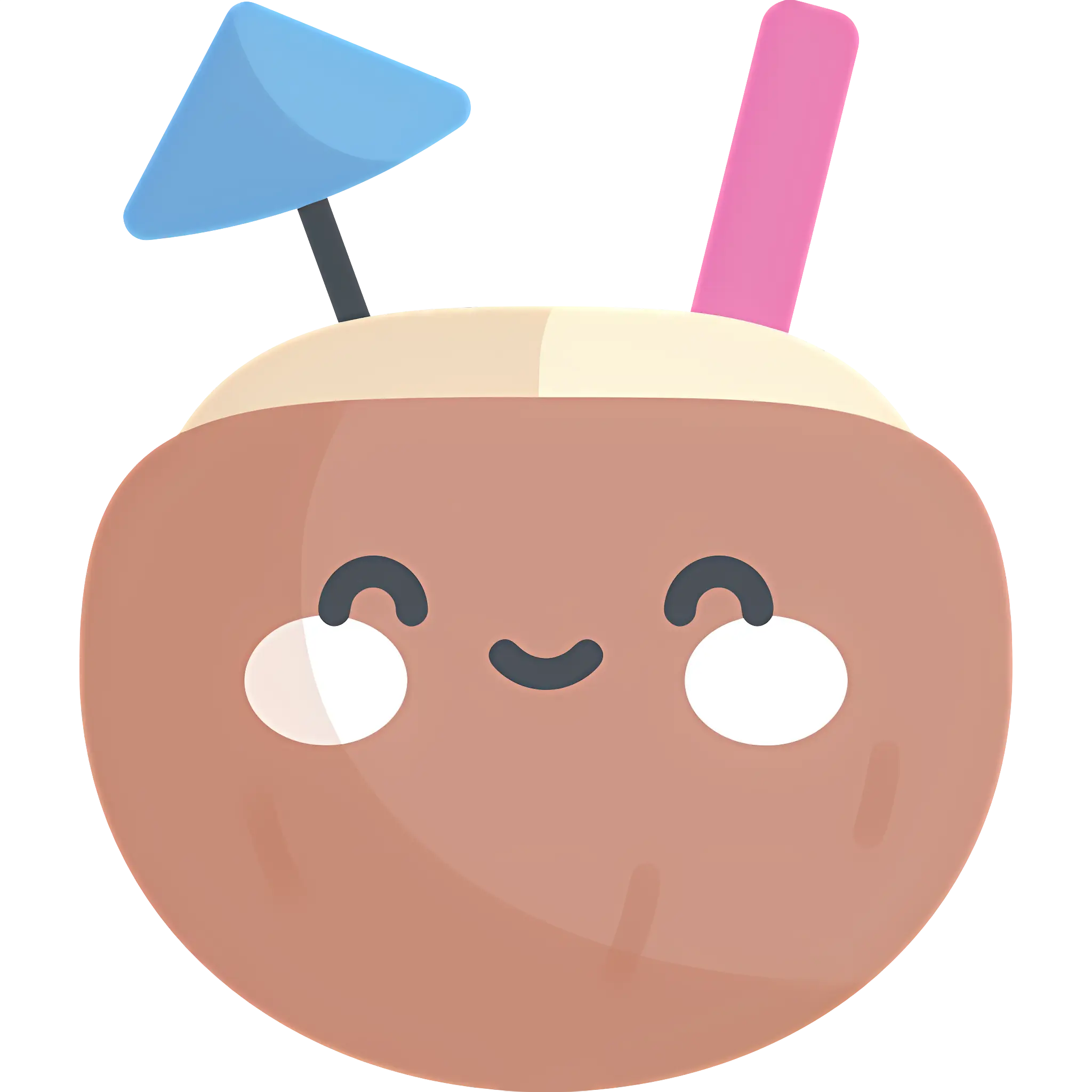 Cute Coconut Drink with Straw and Umbrella