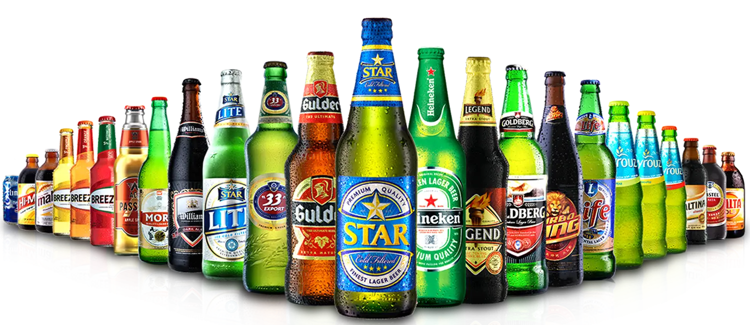 Assorted Lineup of Beer Bottles