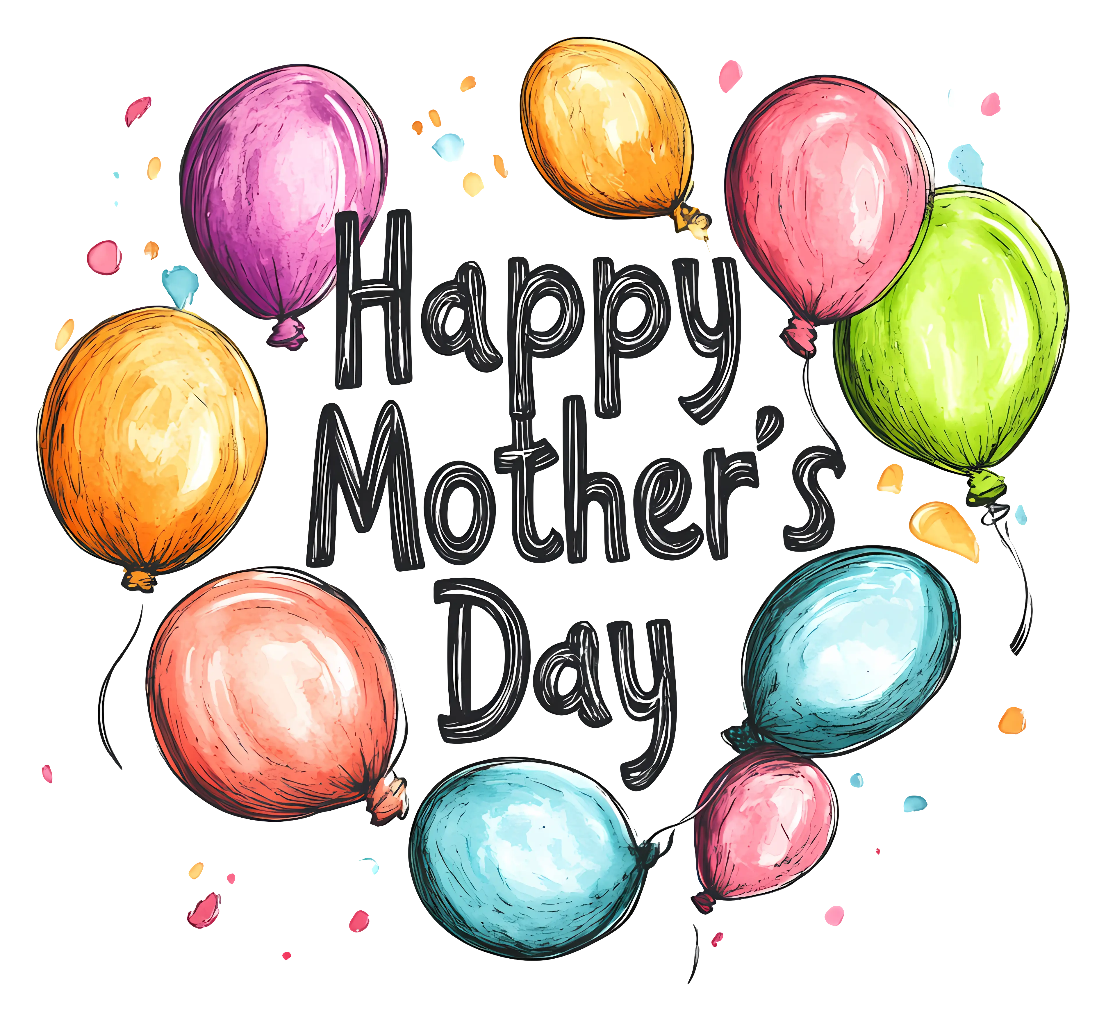 Mother&#039;s Day Celebration with Balloons and Flowers
