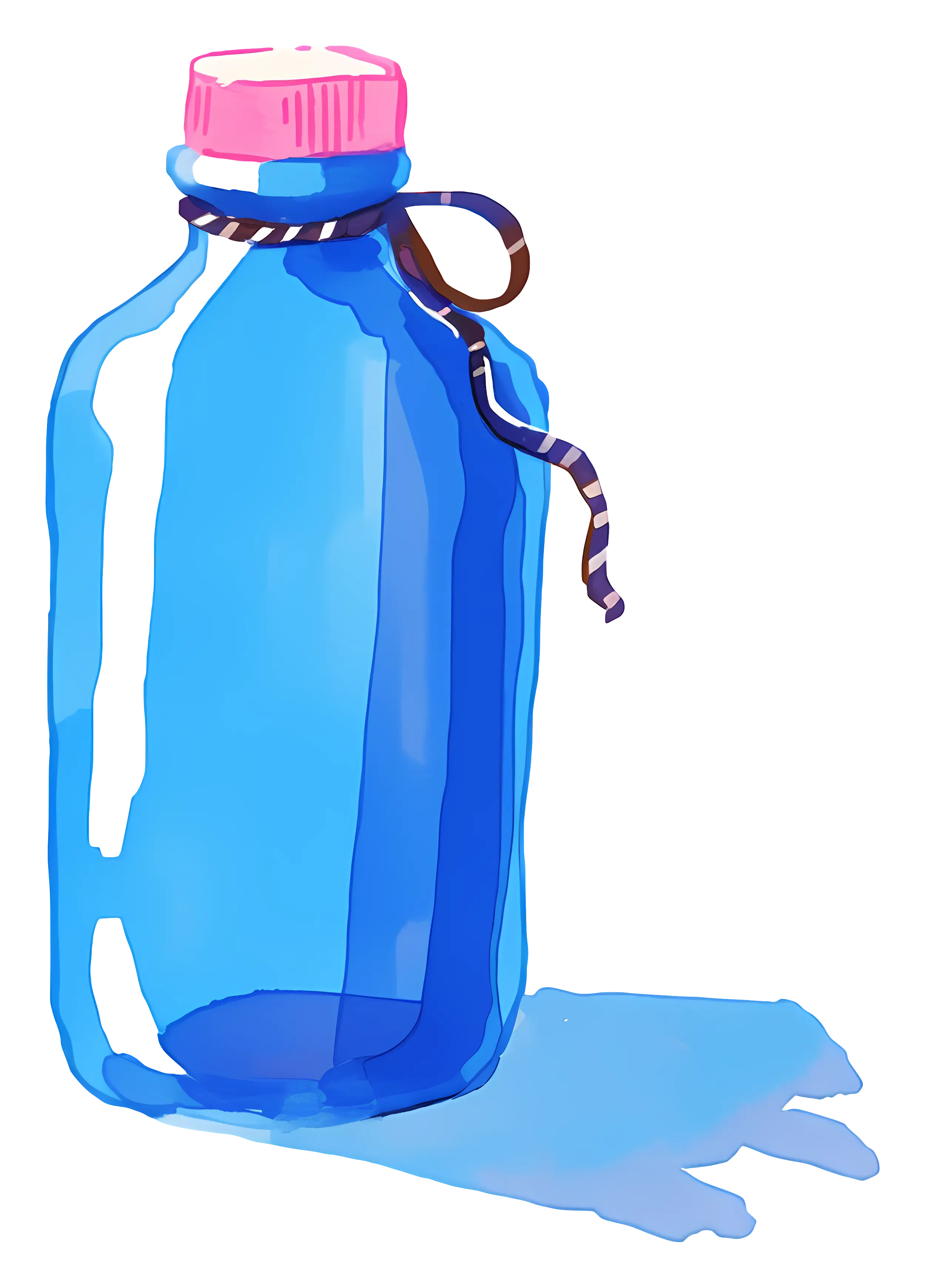 Blue Bottle with Pink Cap and Ribbon