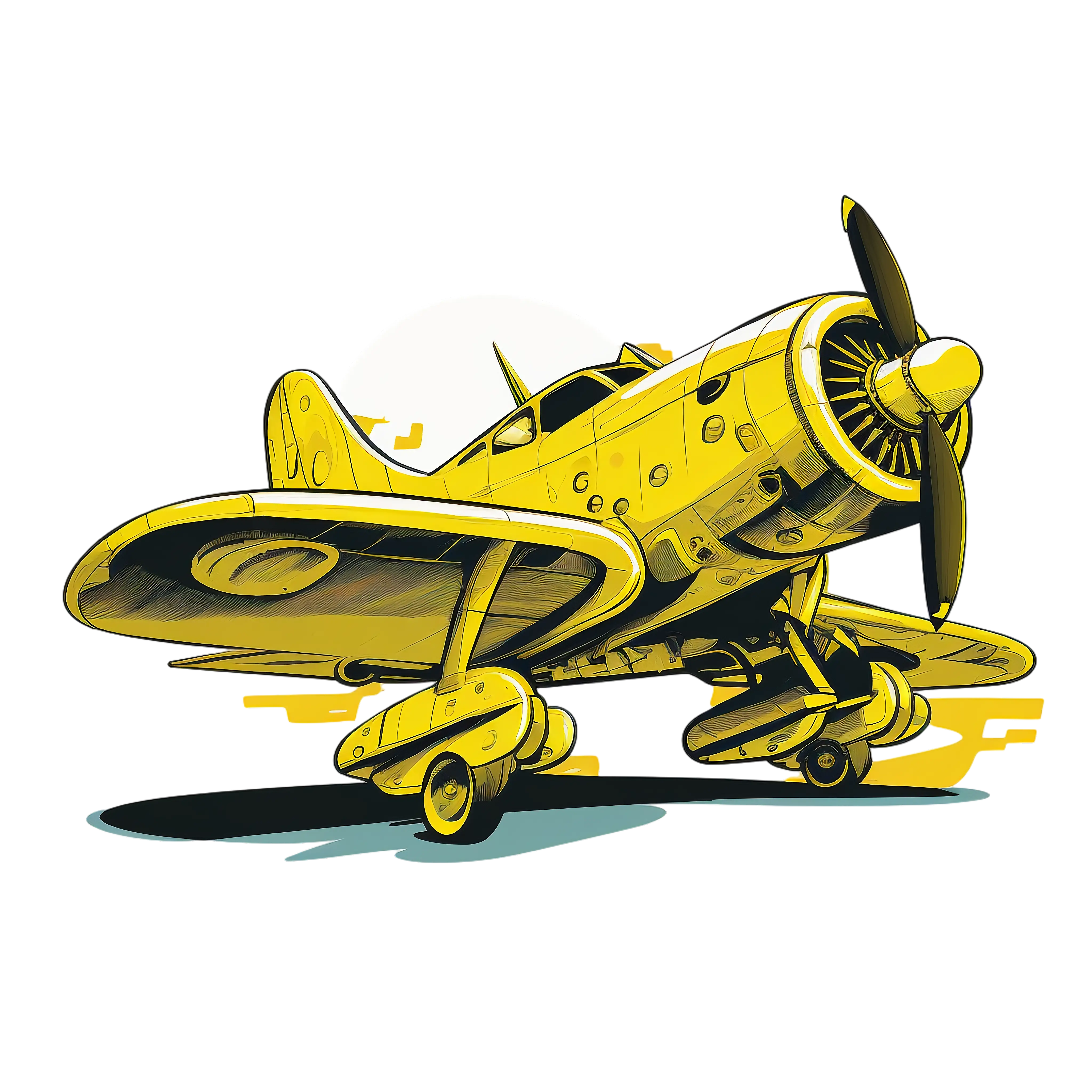 Yellow Cartoon Airplane Illustration