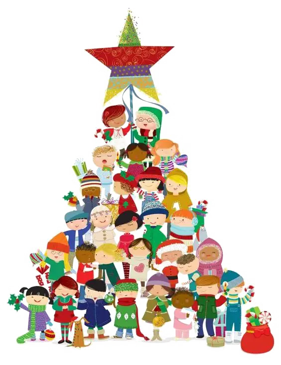 Children Forming Christmas Tree