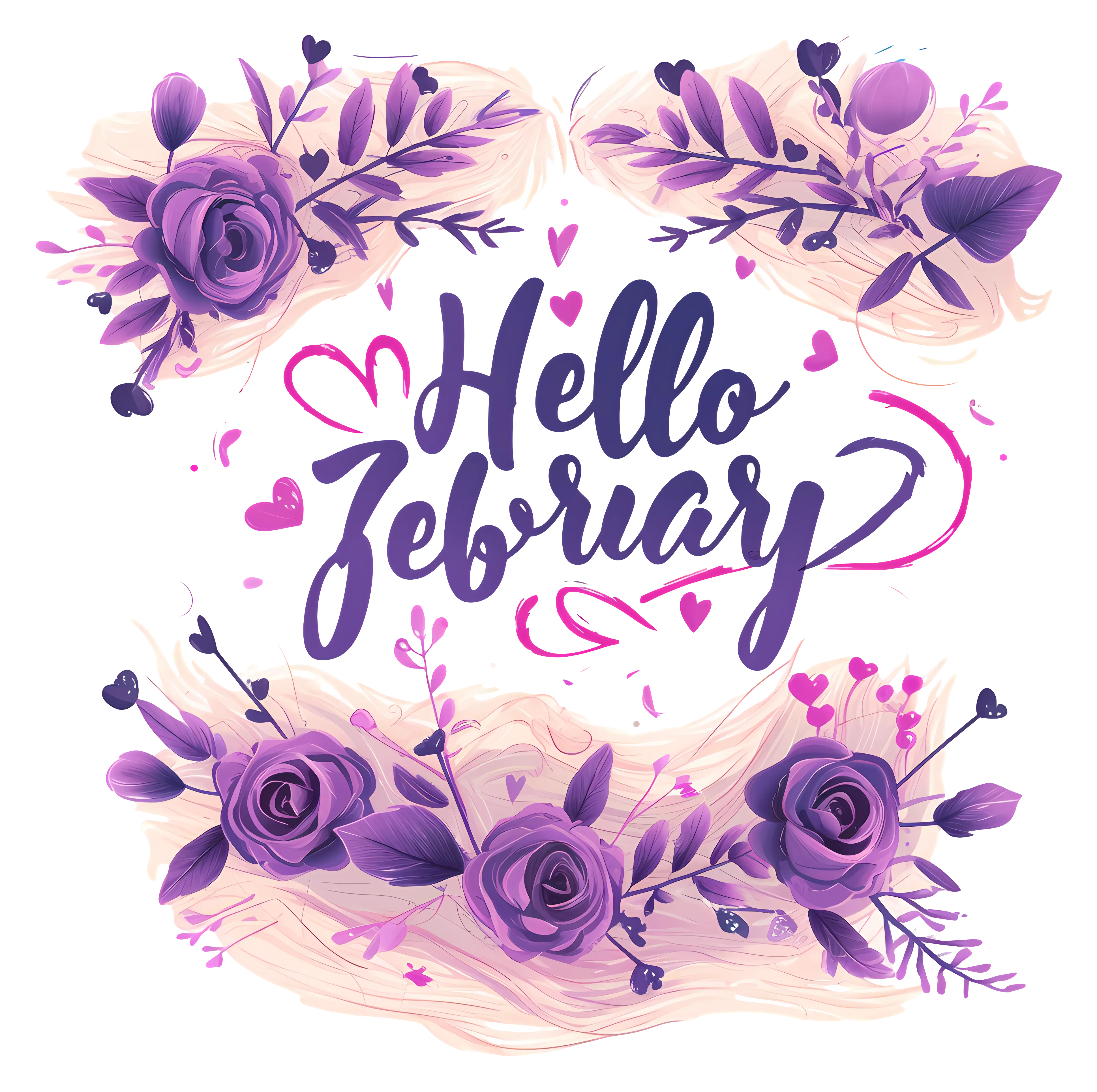 Hello February with Roses and Hearts