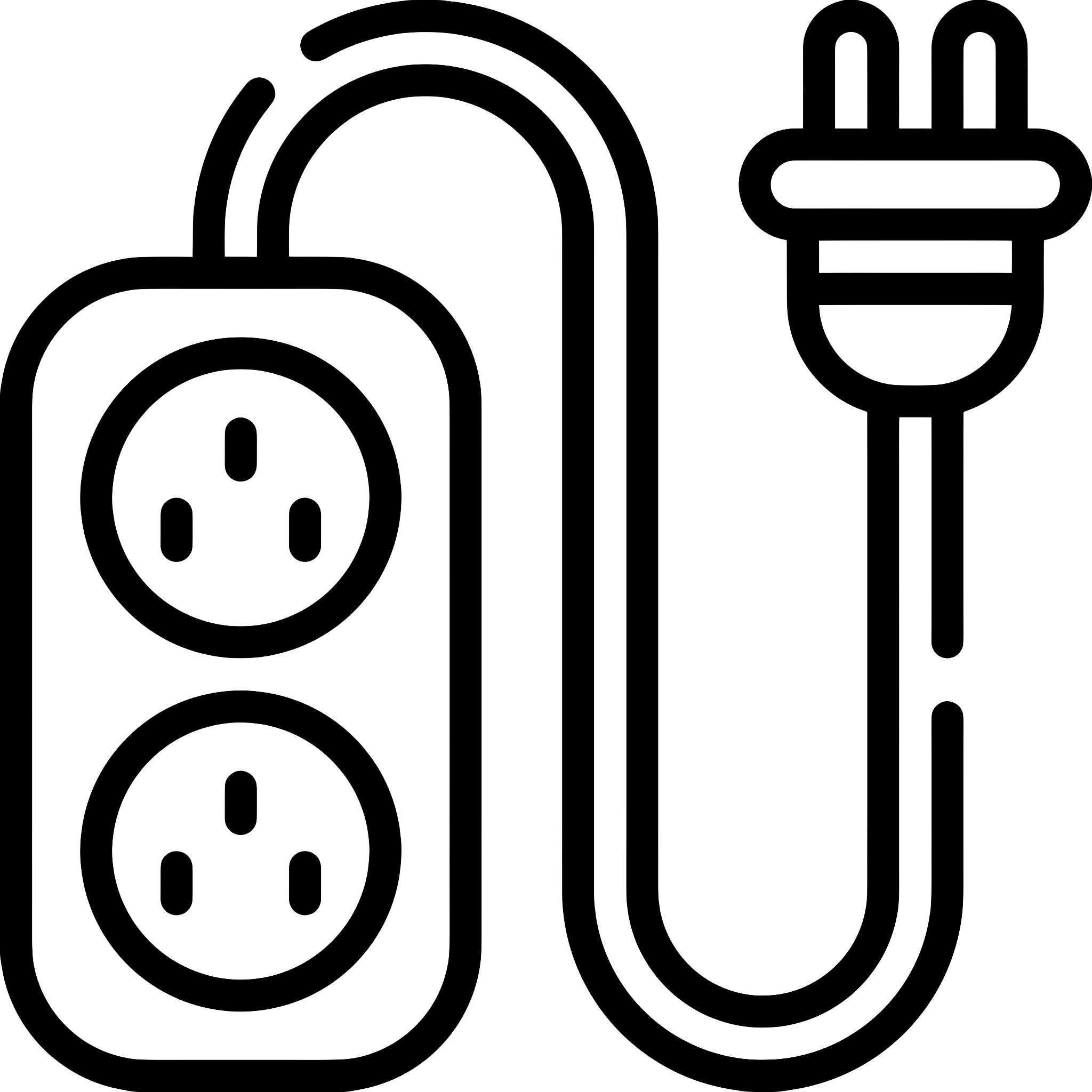 Black and White Power Strip Icon