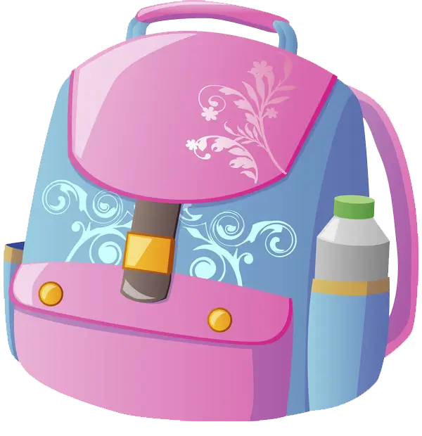 Cute Pink and Blue Backpack with Floral Design