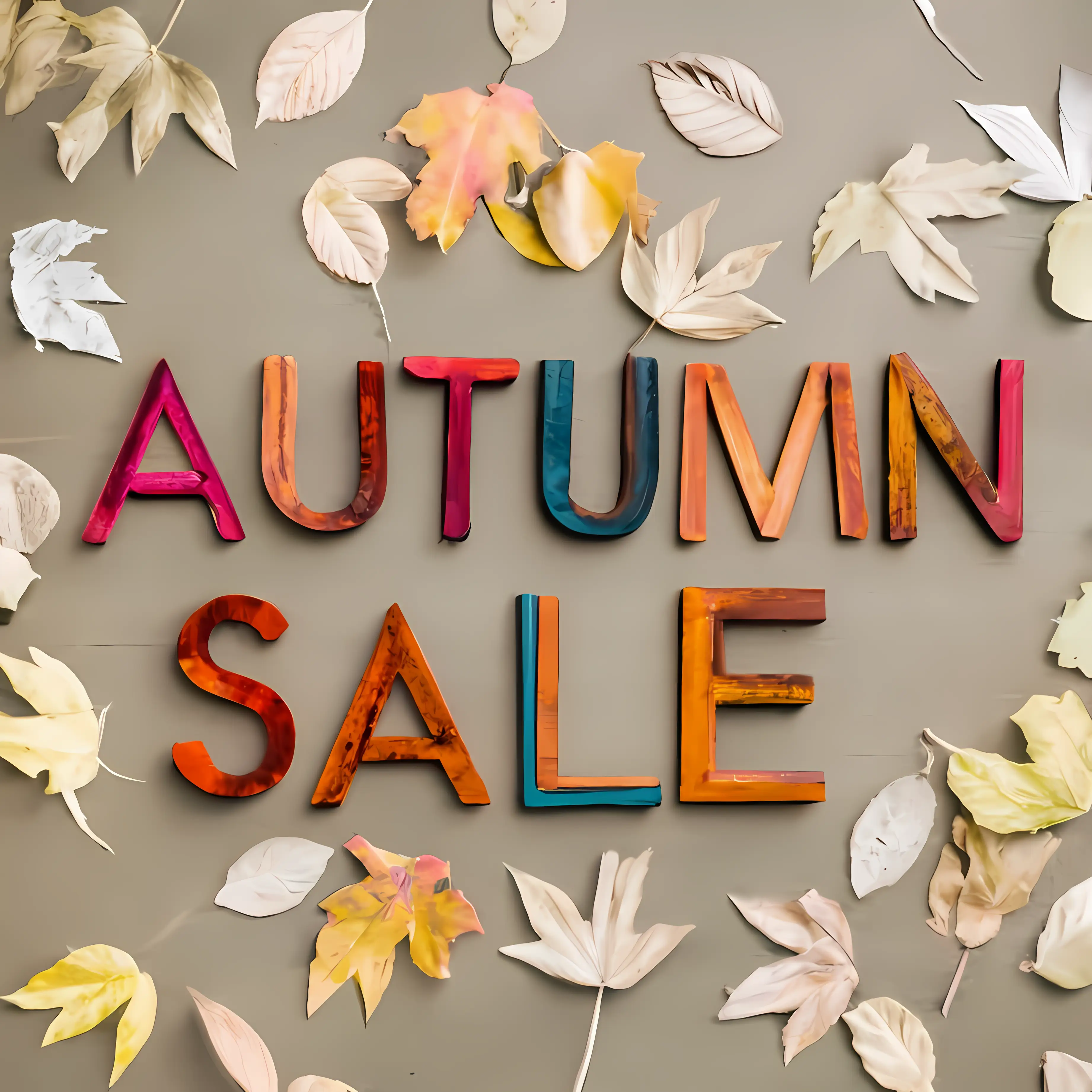 Autumn Sale Text with Leaves