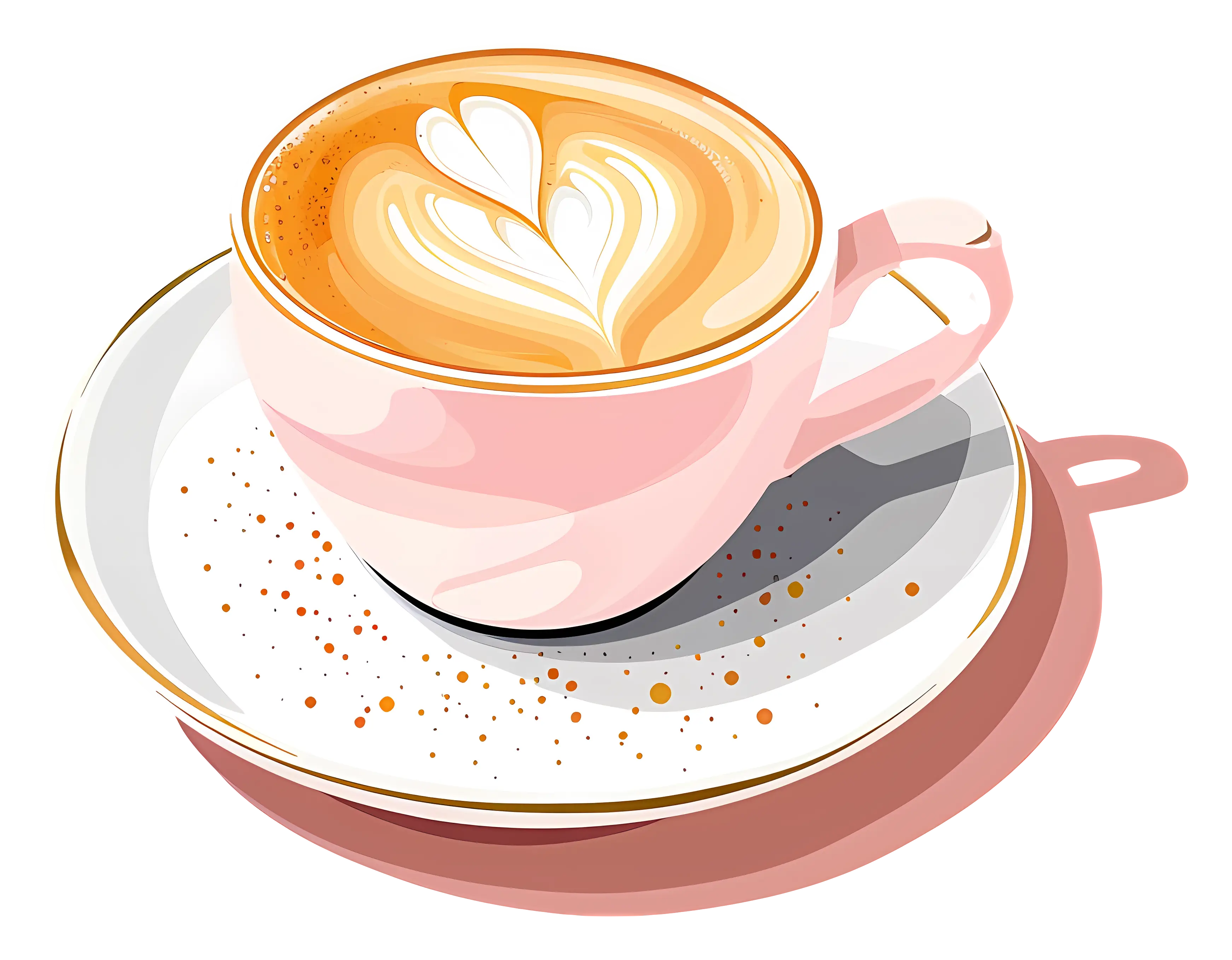 Warm Coffee in Pink Cup Illustration