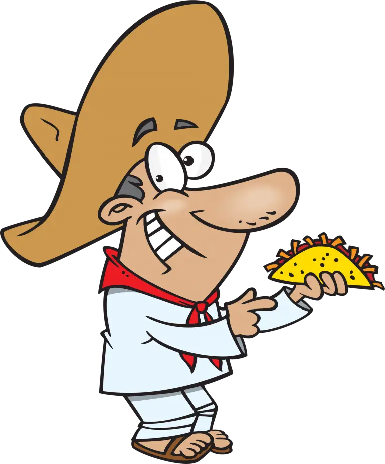 Cartoon Character Enjoying Taco