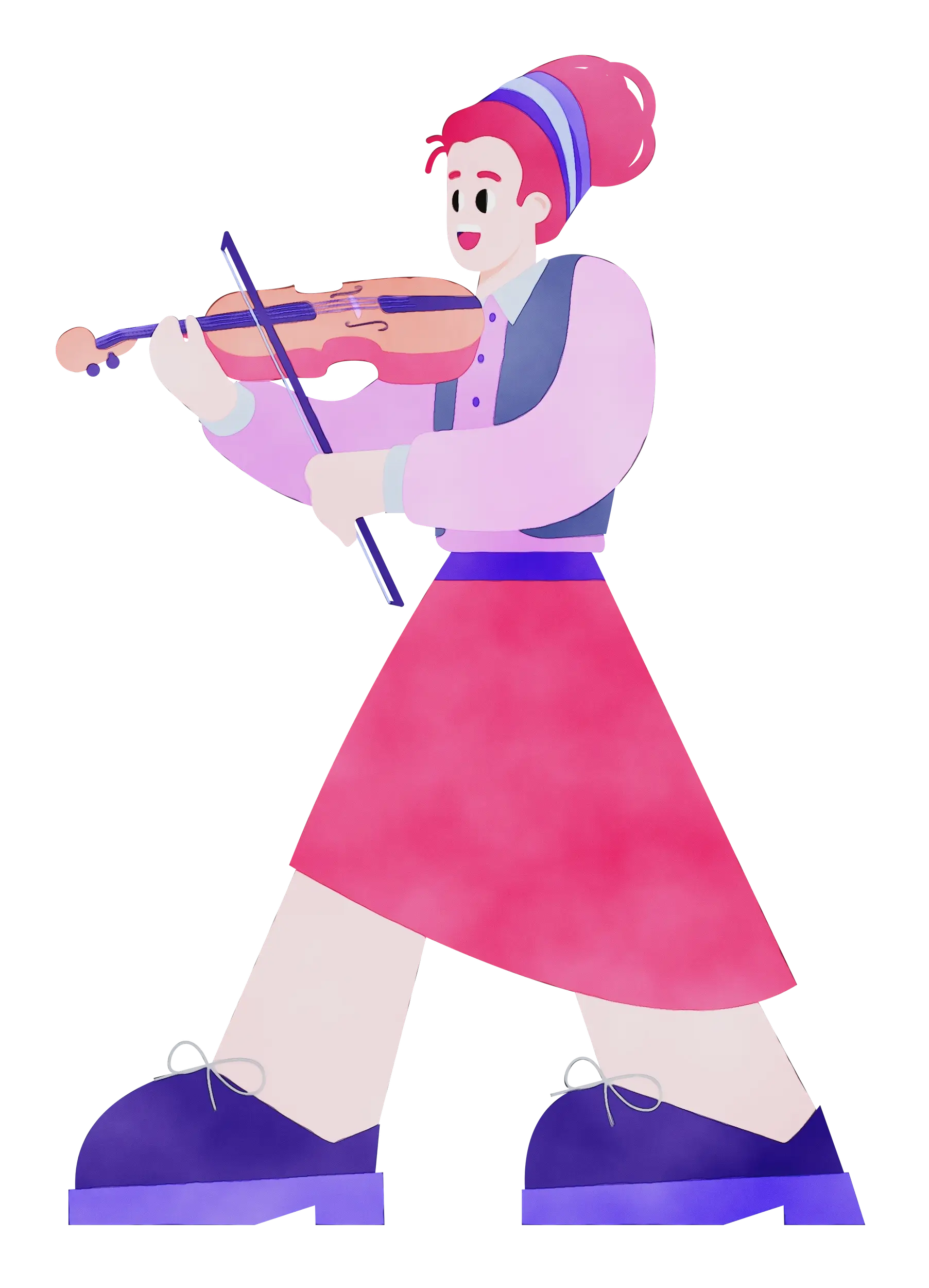 Cartoon Violinist Playing Music