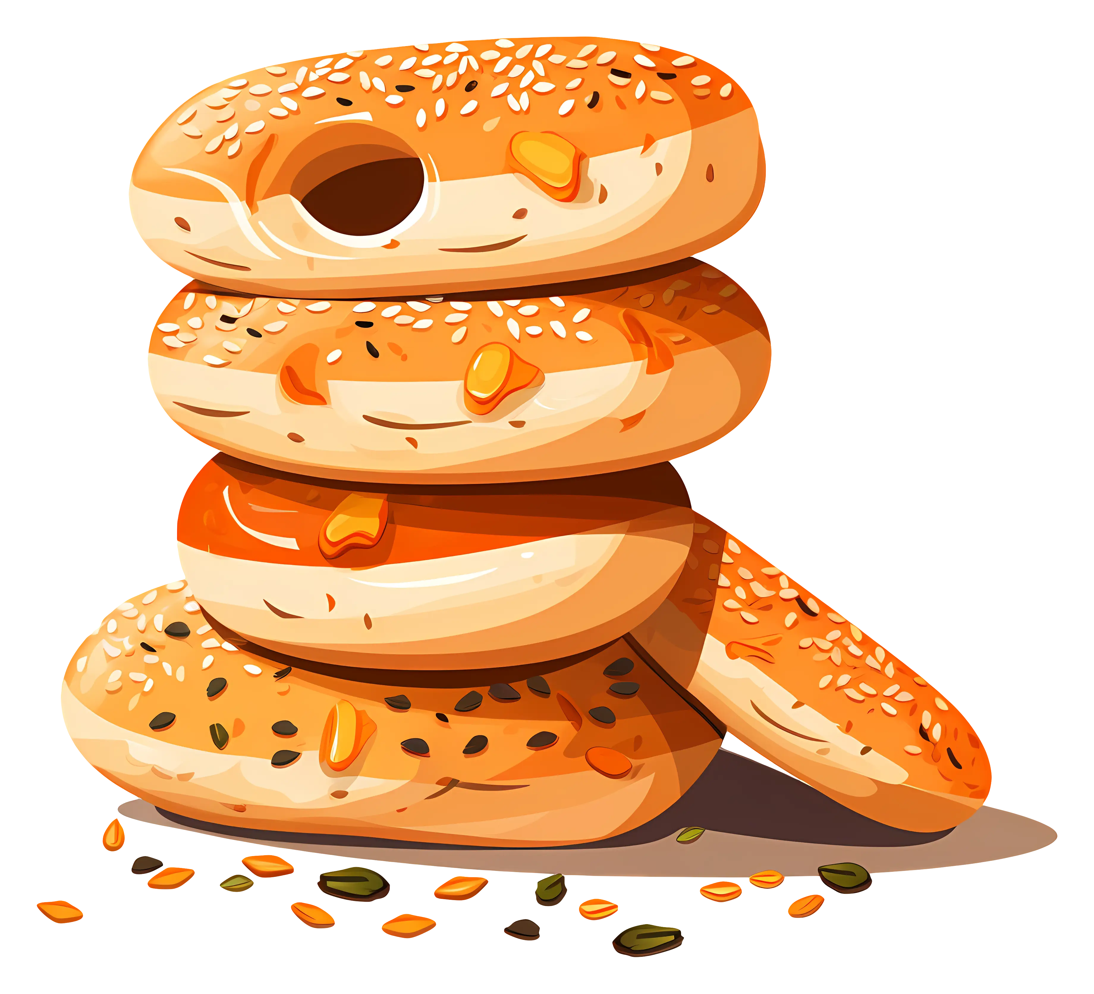 Stack of Bagels with Seeds