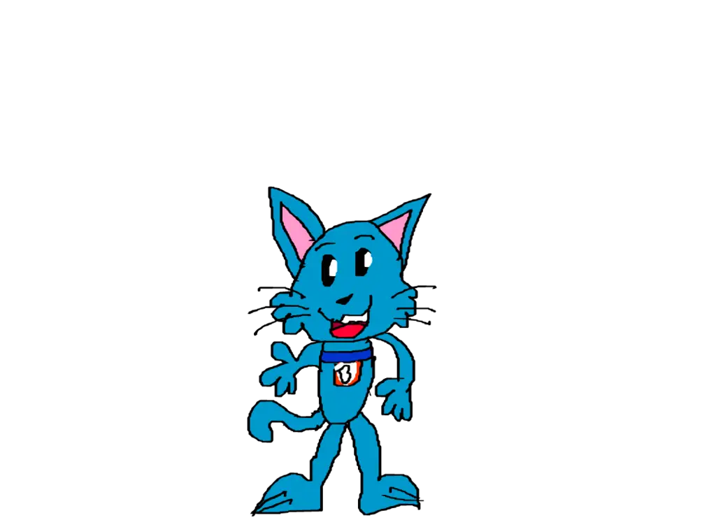 Blue Cartoon Cat Character