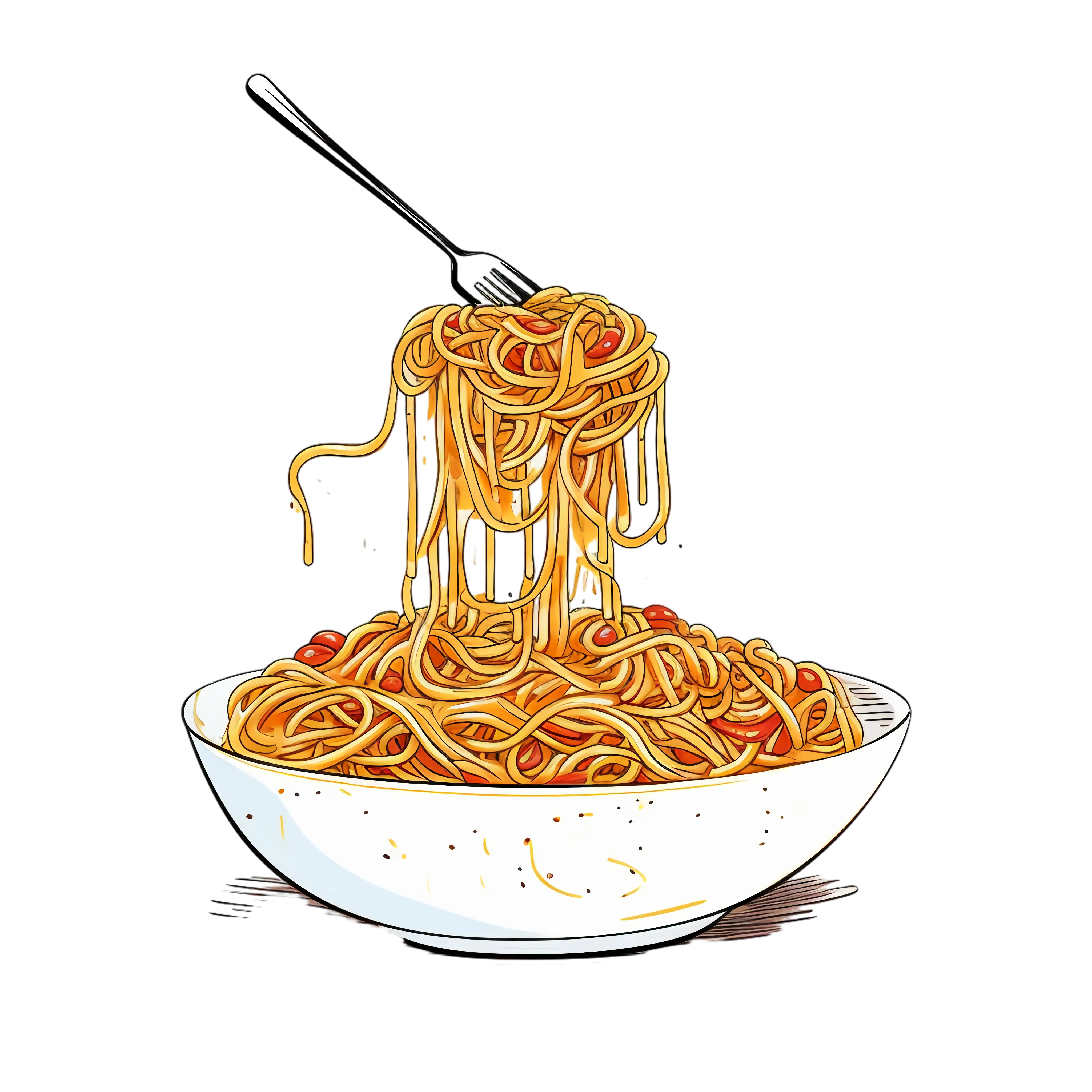 Spaghetti in a Bowl Served with Fork