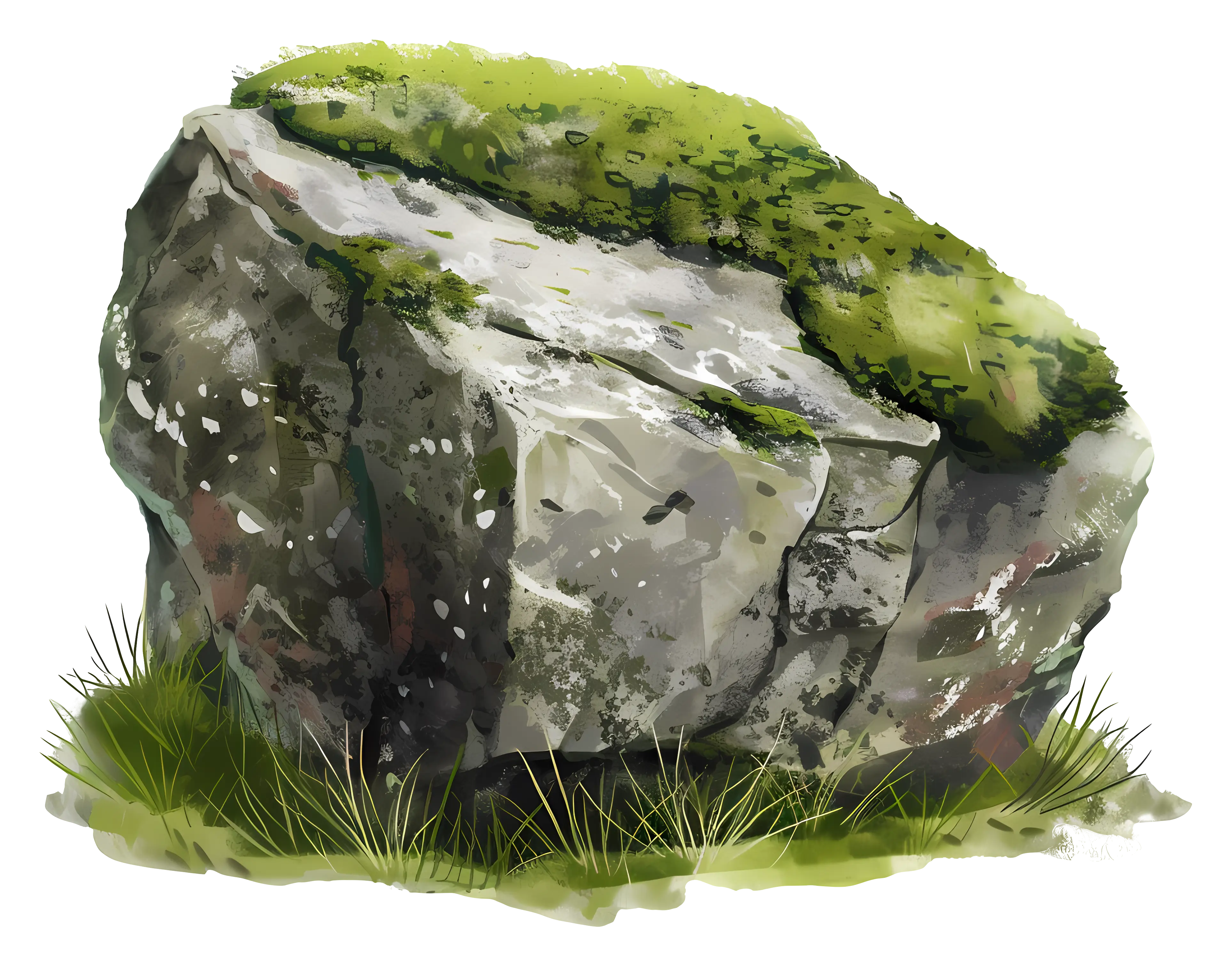 Mossy Rock with Grass
