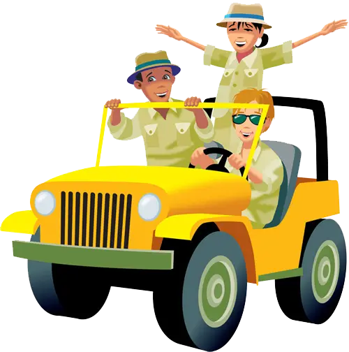 Yellow Jeep with Tourists