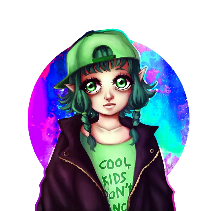 Cool Anime Girl with Green Hair