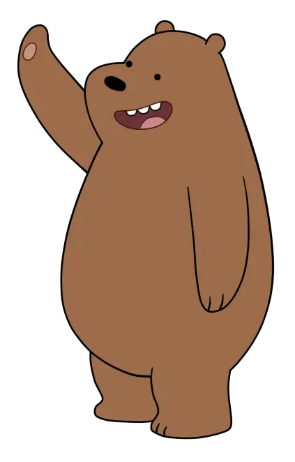 Brown Cartoon Bear Waving