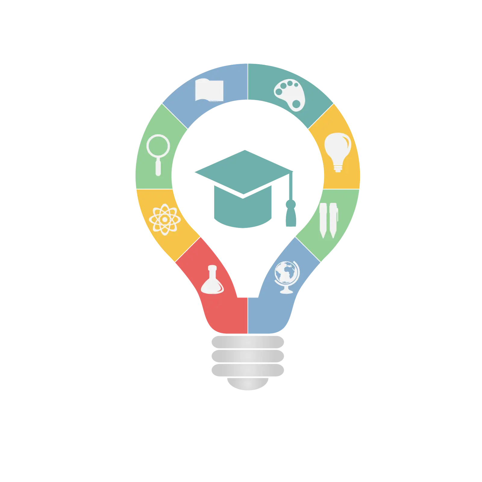 Education Idea Concept Light Bulb with Icons