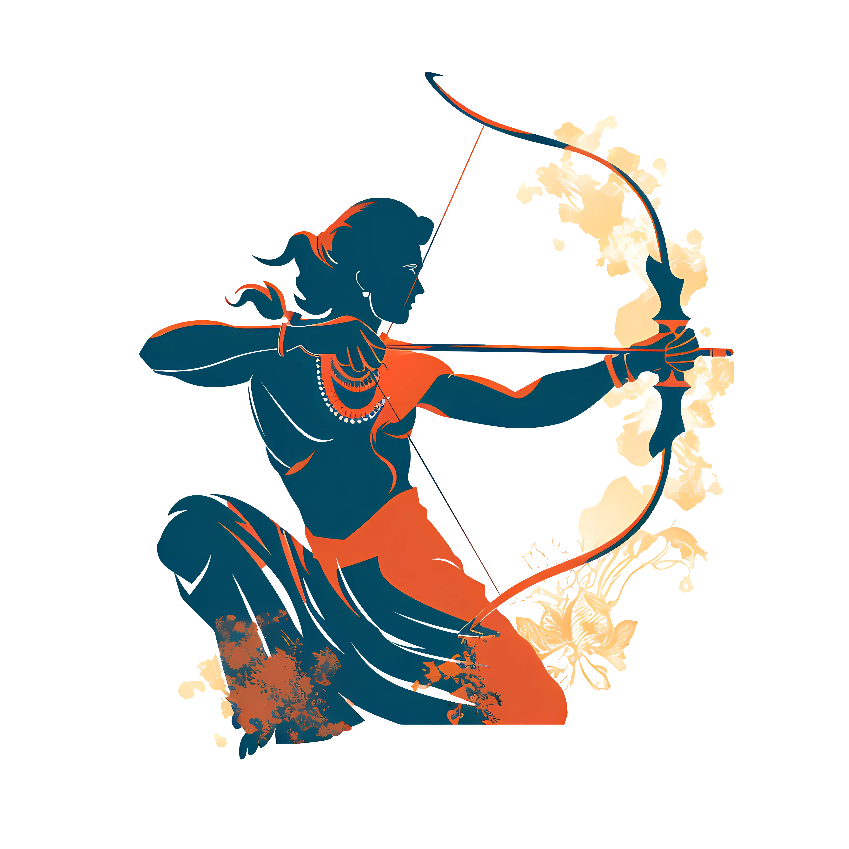 Kneeling Archer with Bow and Arrow