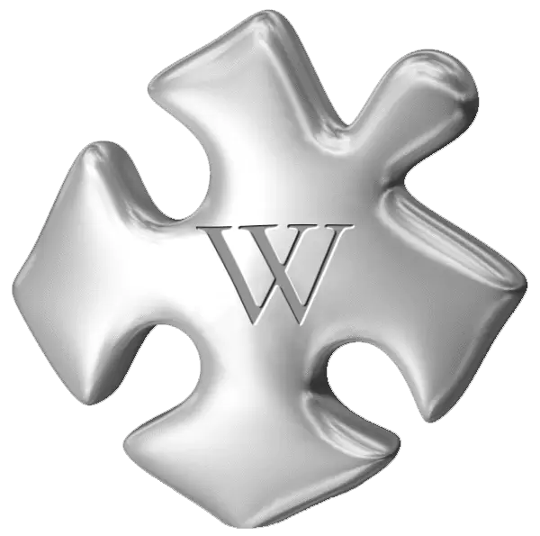 Silver Puzzle Piece with W