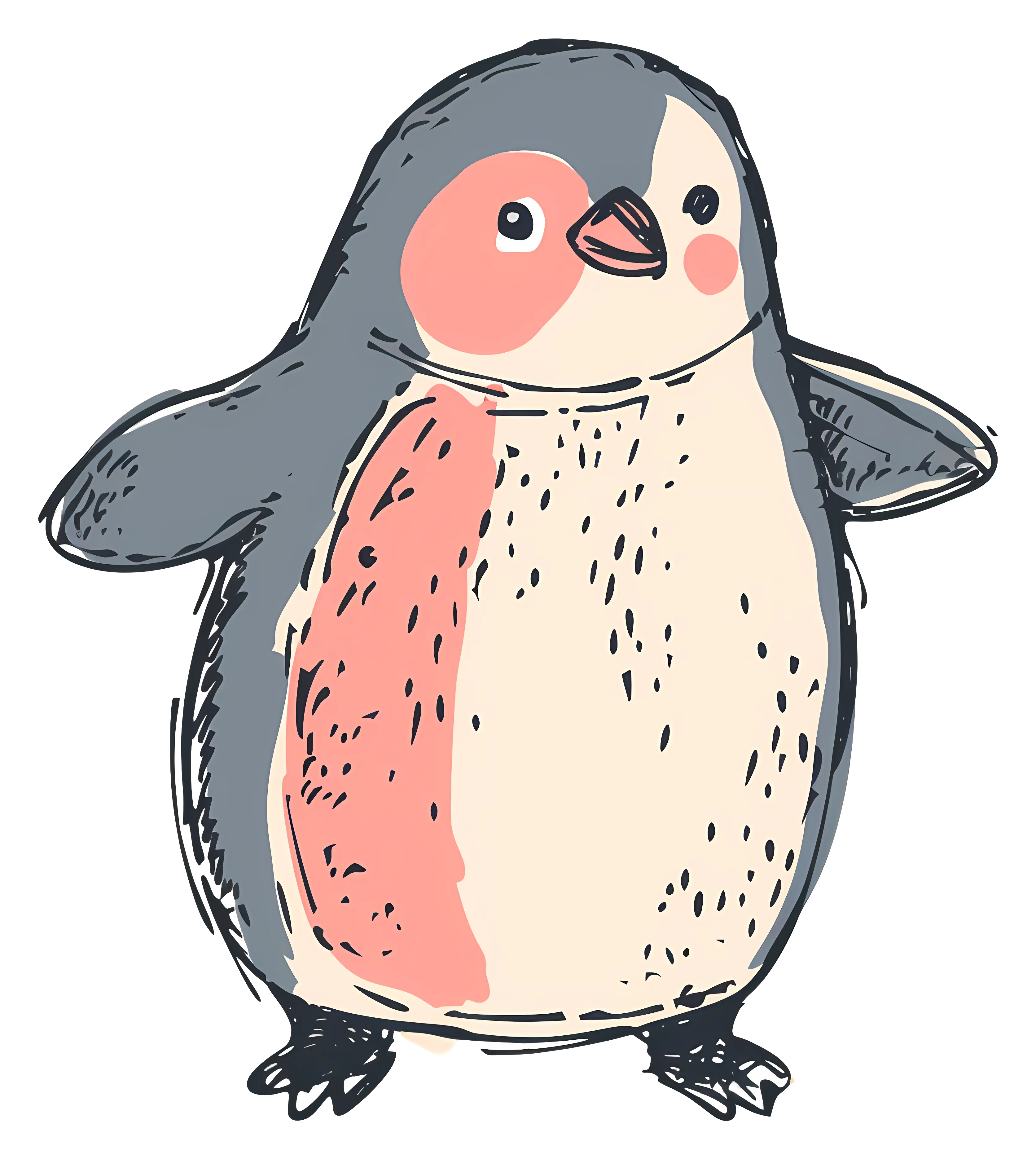 Cute Baby Penguin in Cartoon Style