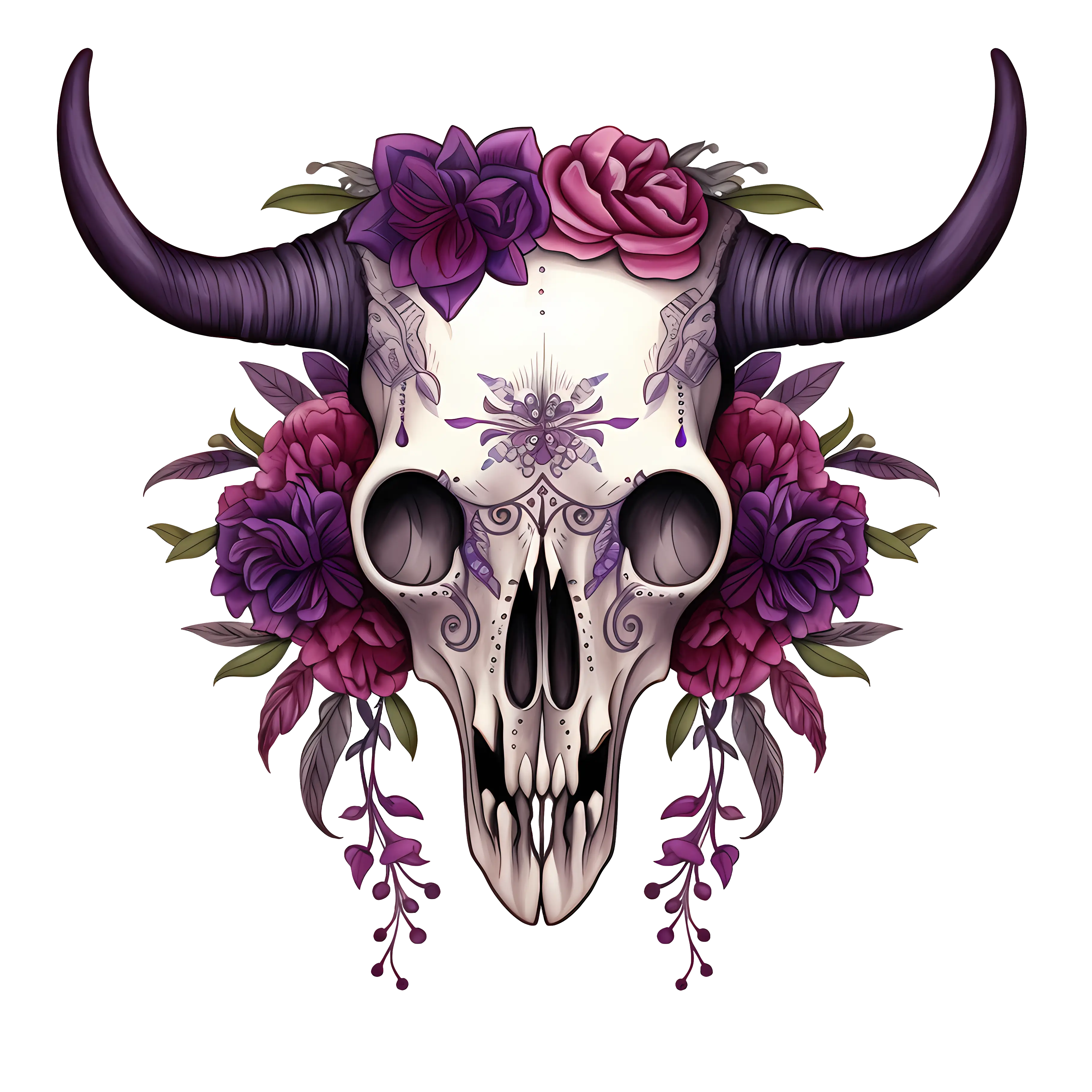 Floral Sugar Skull Illustration for Dia de los Muertos
