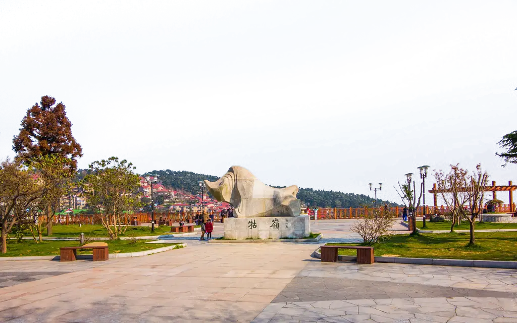 Beautiful Park with Statue