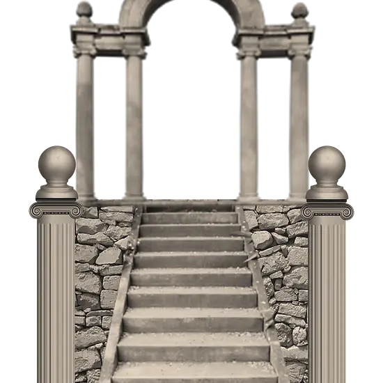Stone Arch with Staircase and Pillars