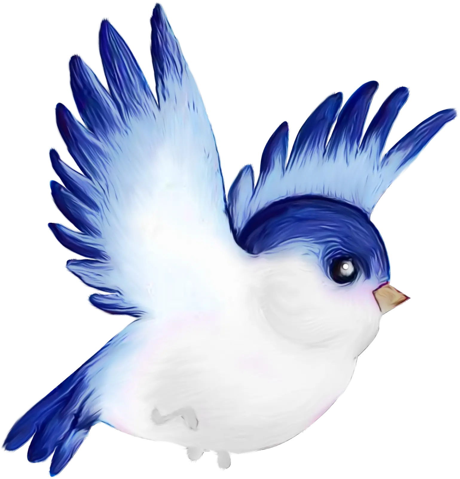 Blue and White Cartoon Bird