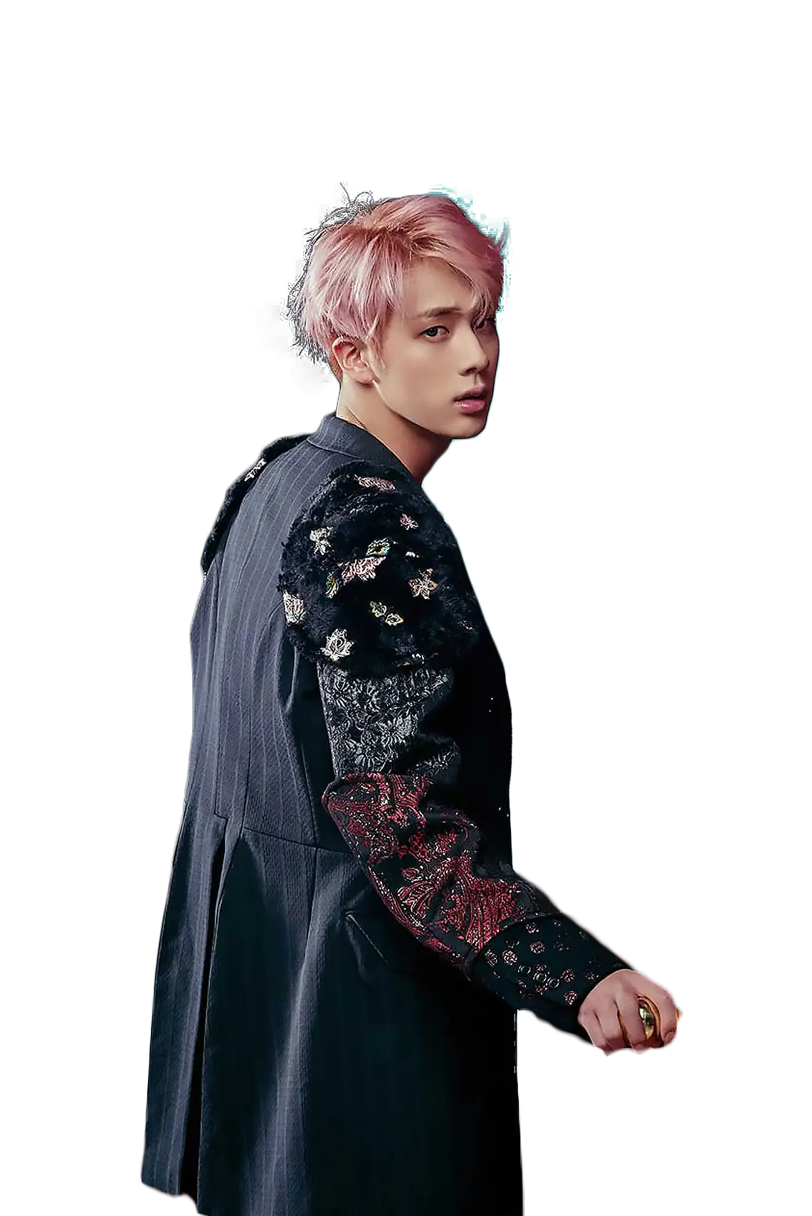 Person in Patterned Jacket Looking Back