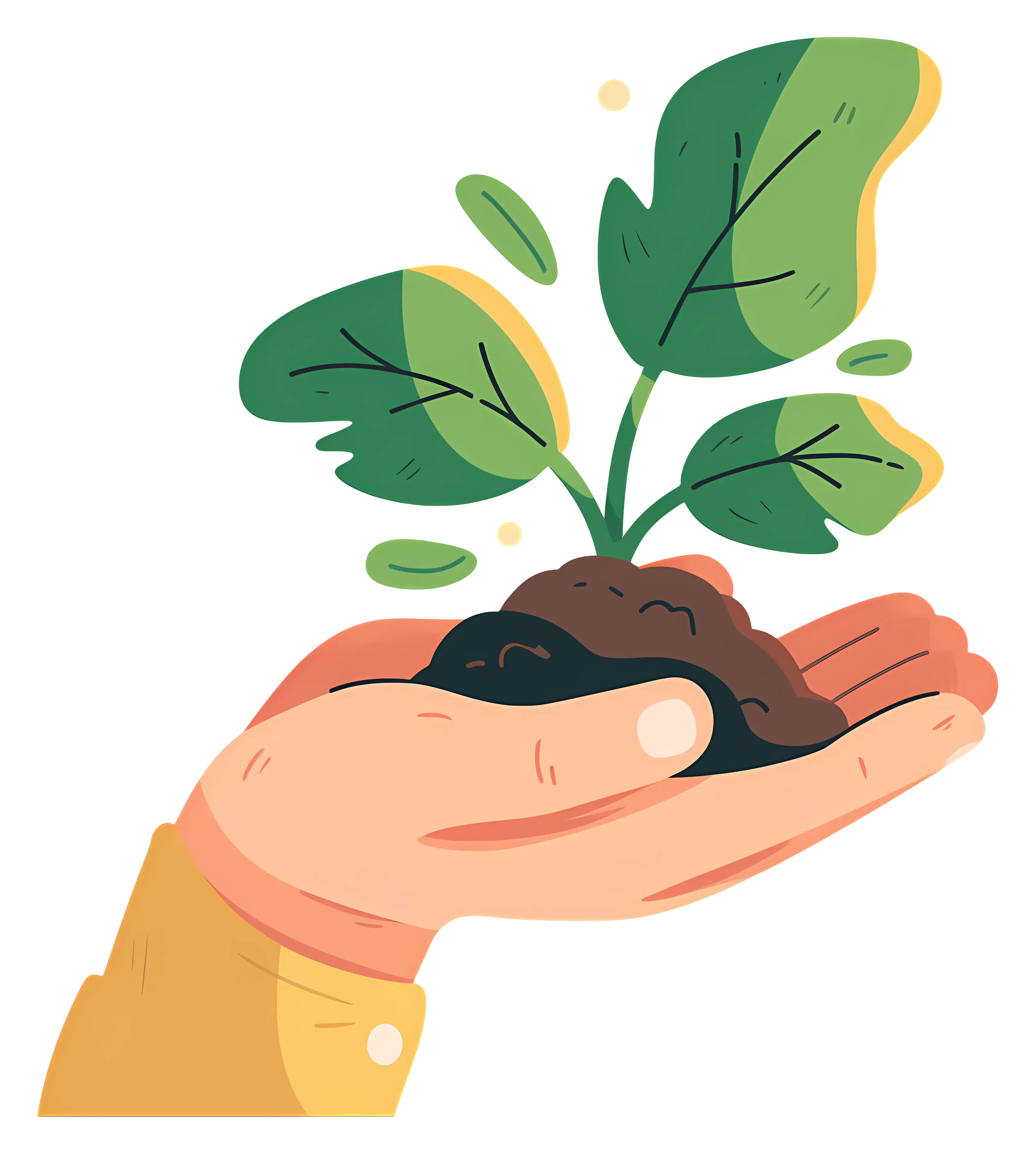 Hand Holding Growing Plant Illustration