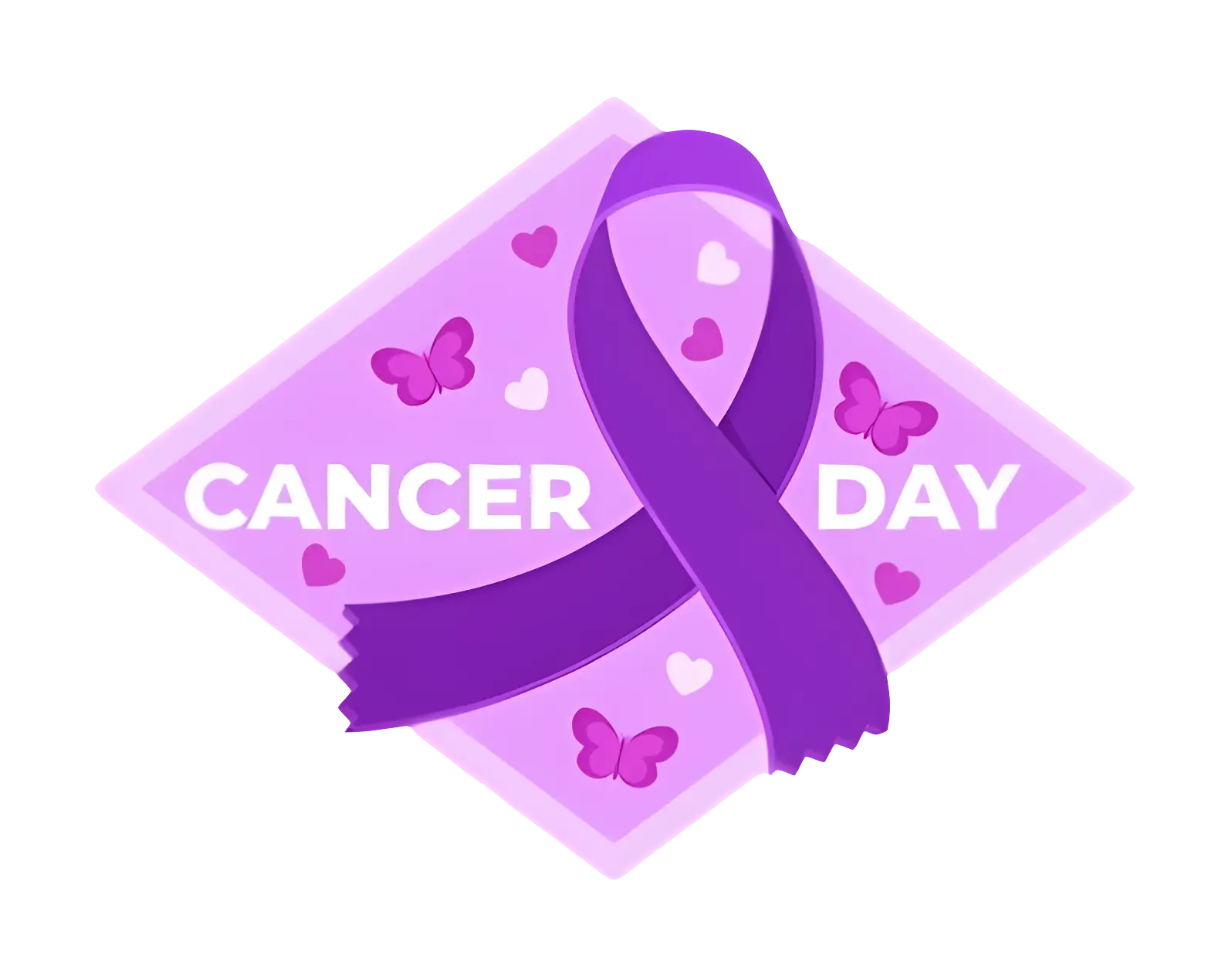 Purple Cancer Awareness Ribbon with Butterflies