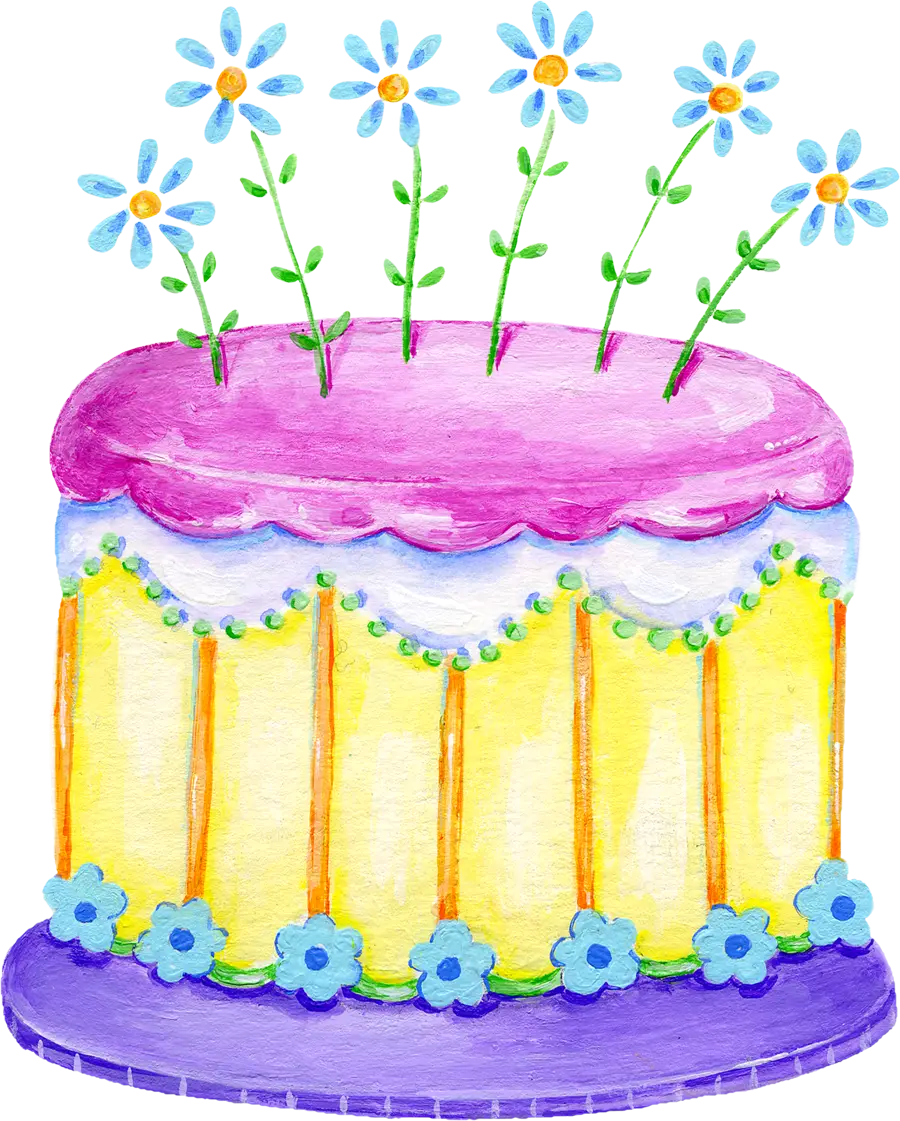 Colorful Birthday Cake with Flowers