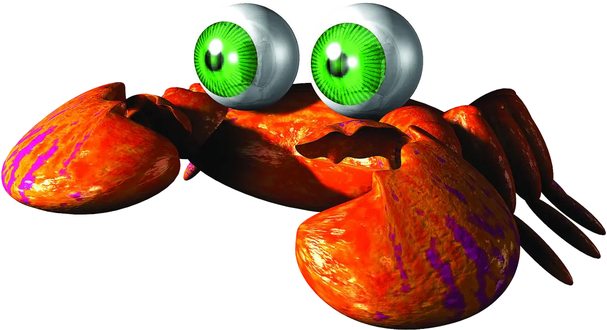 Cartoon Orange Crab with Green Eyes