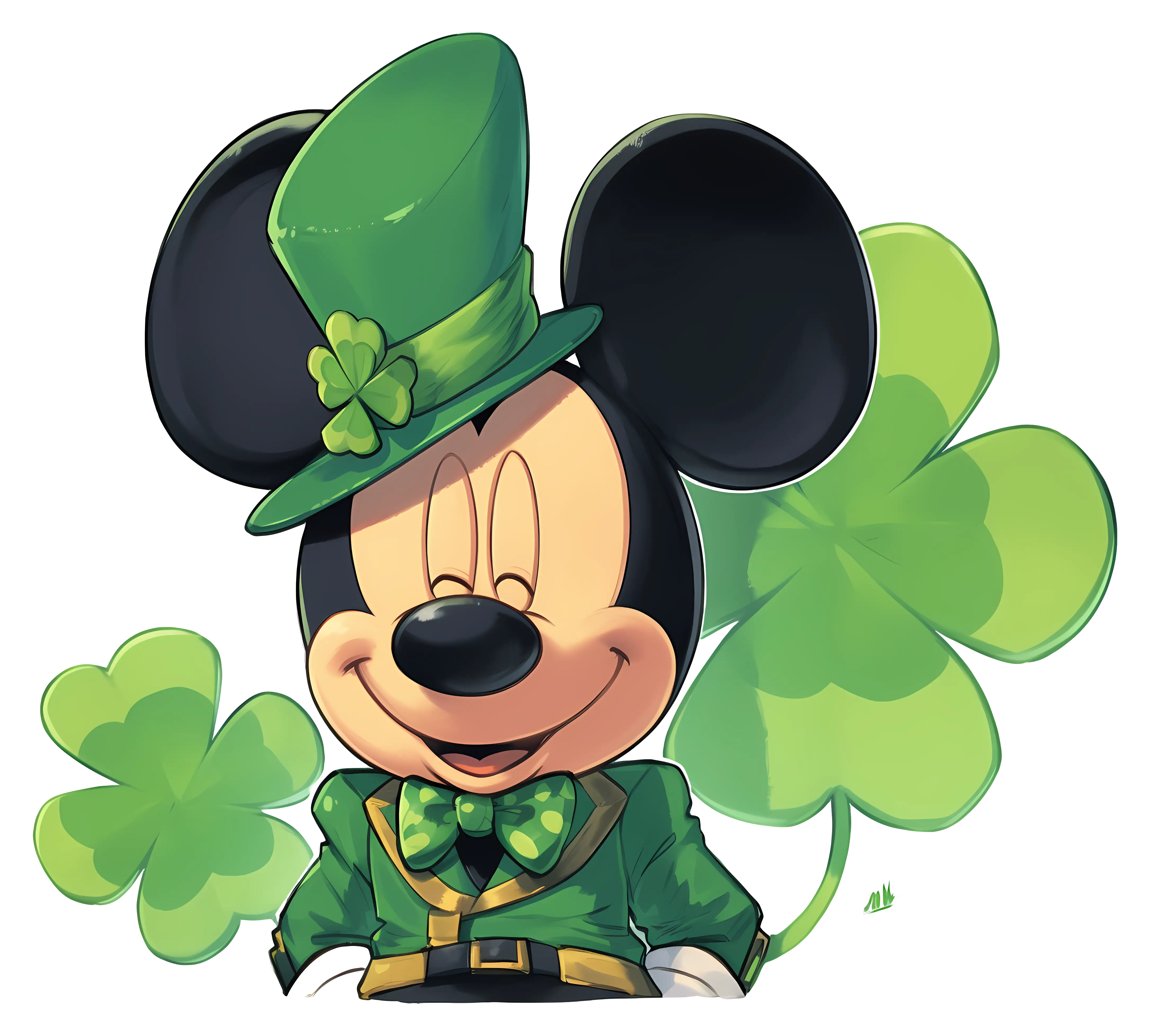 Cartoon Mouse in Green with Shamrock