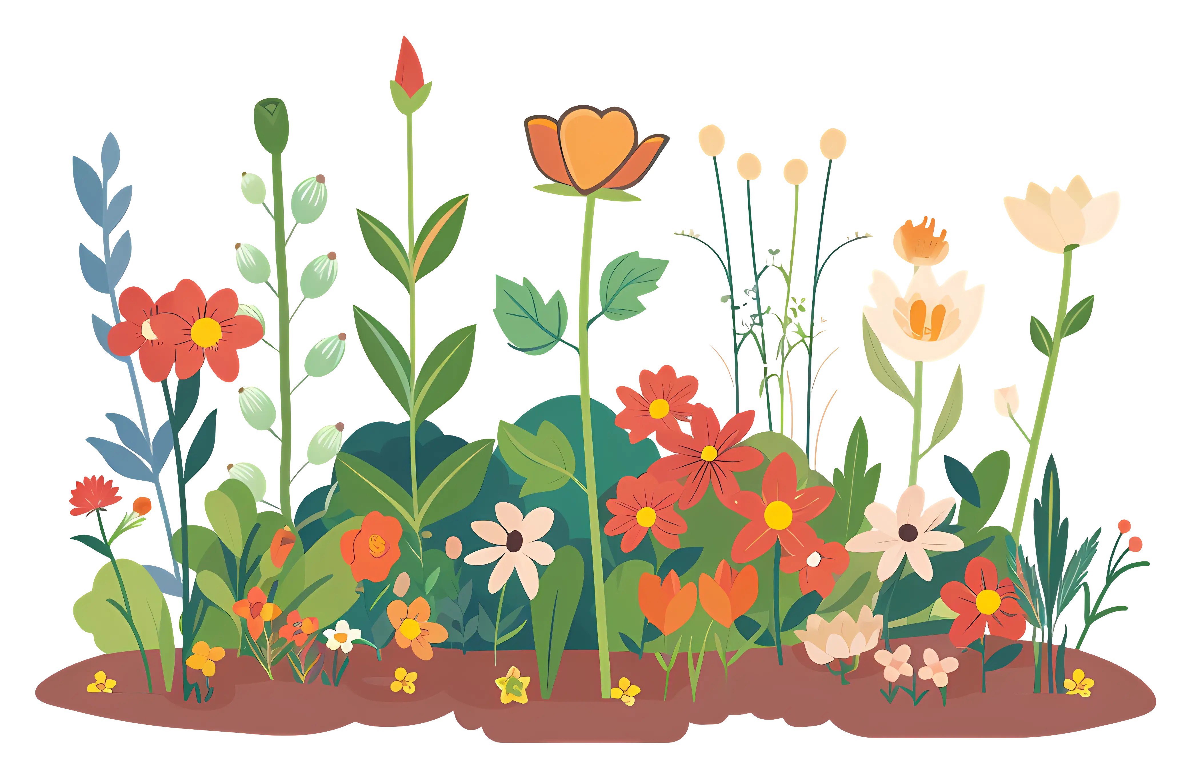 Colorful Garden of Flowers in Artistic Style