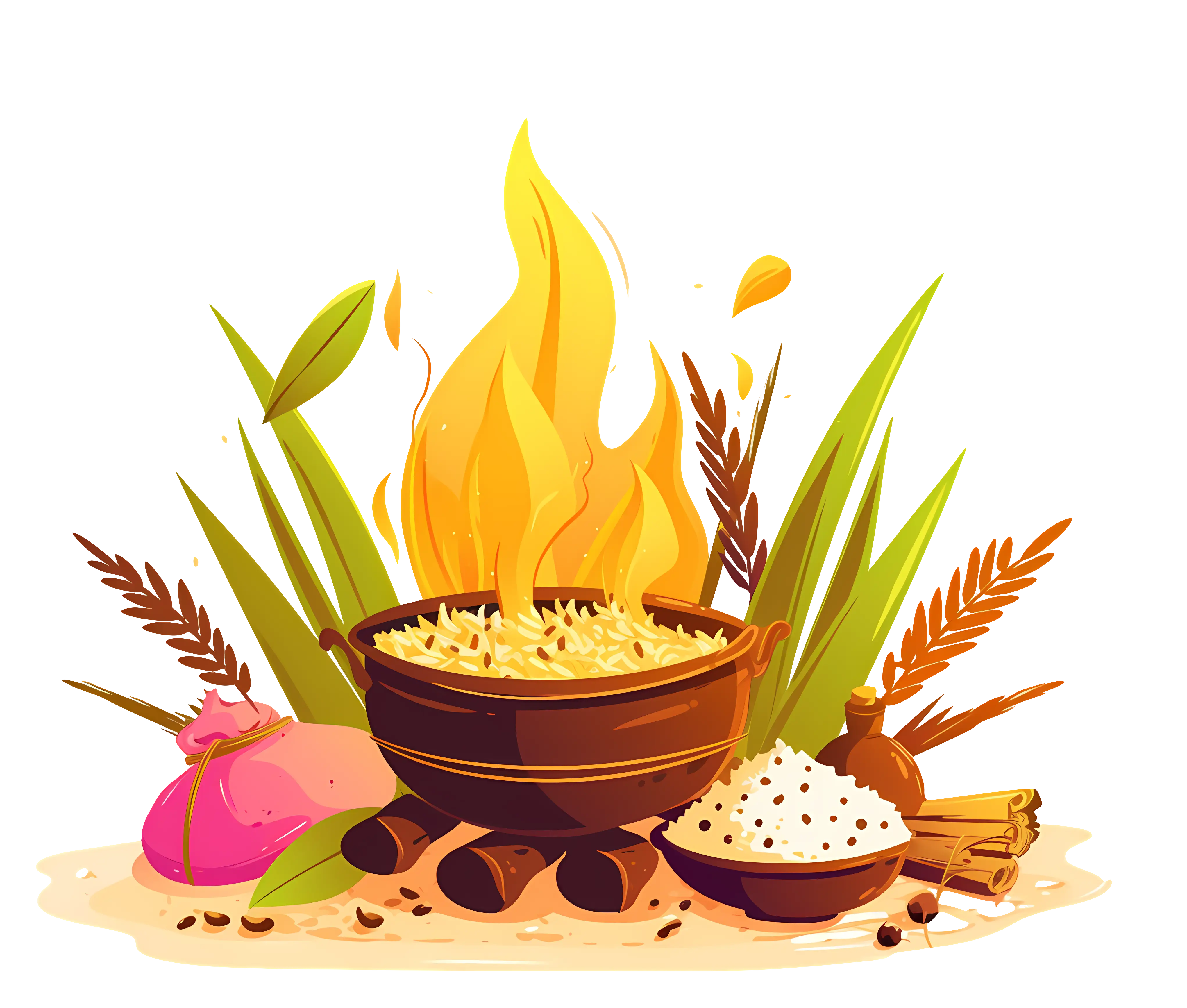 Harvest Festival with Fire and Offerings