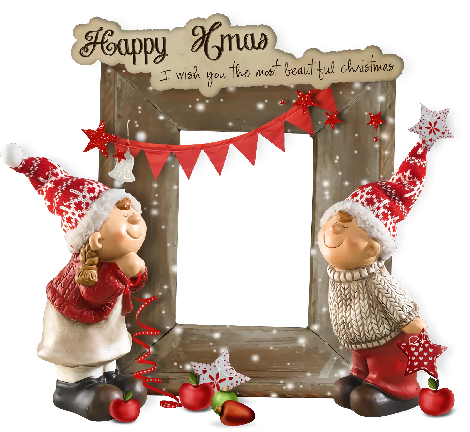 Festive Christmas Frame with Dolls
