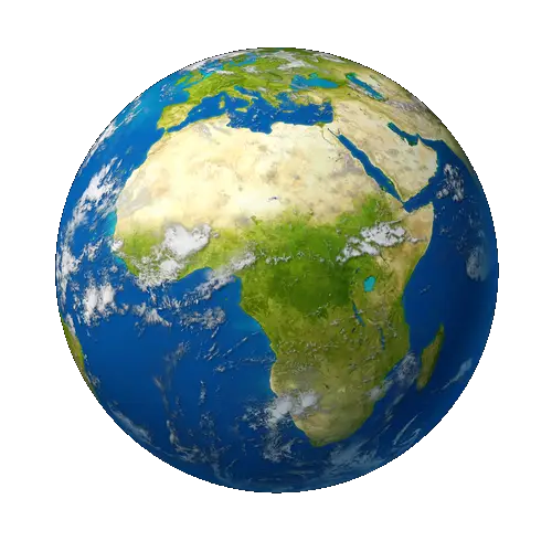 Earth Globe with Visible Continents