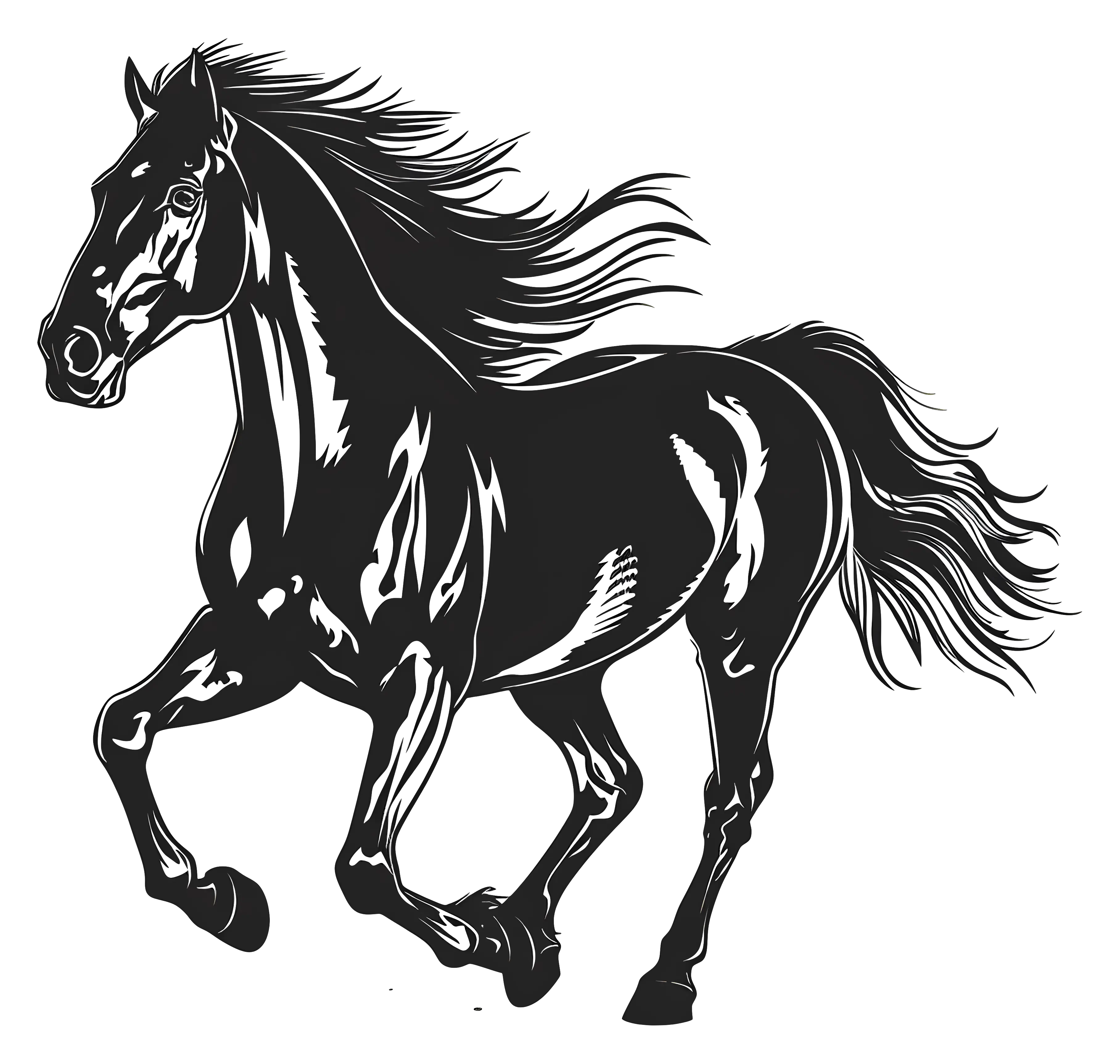 Black Galloping Horse Illustration