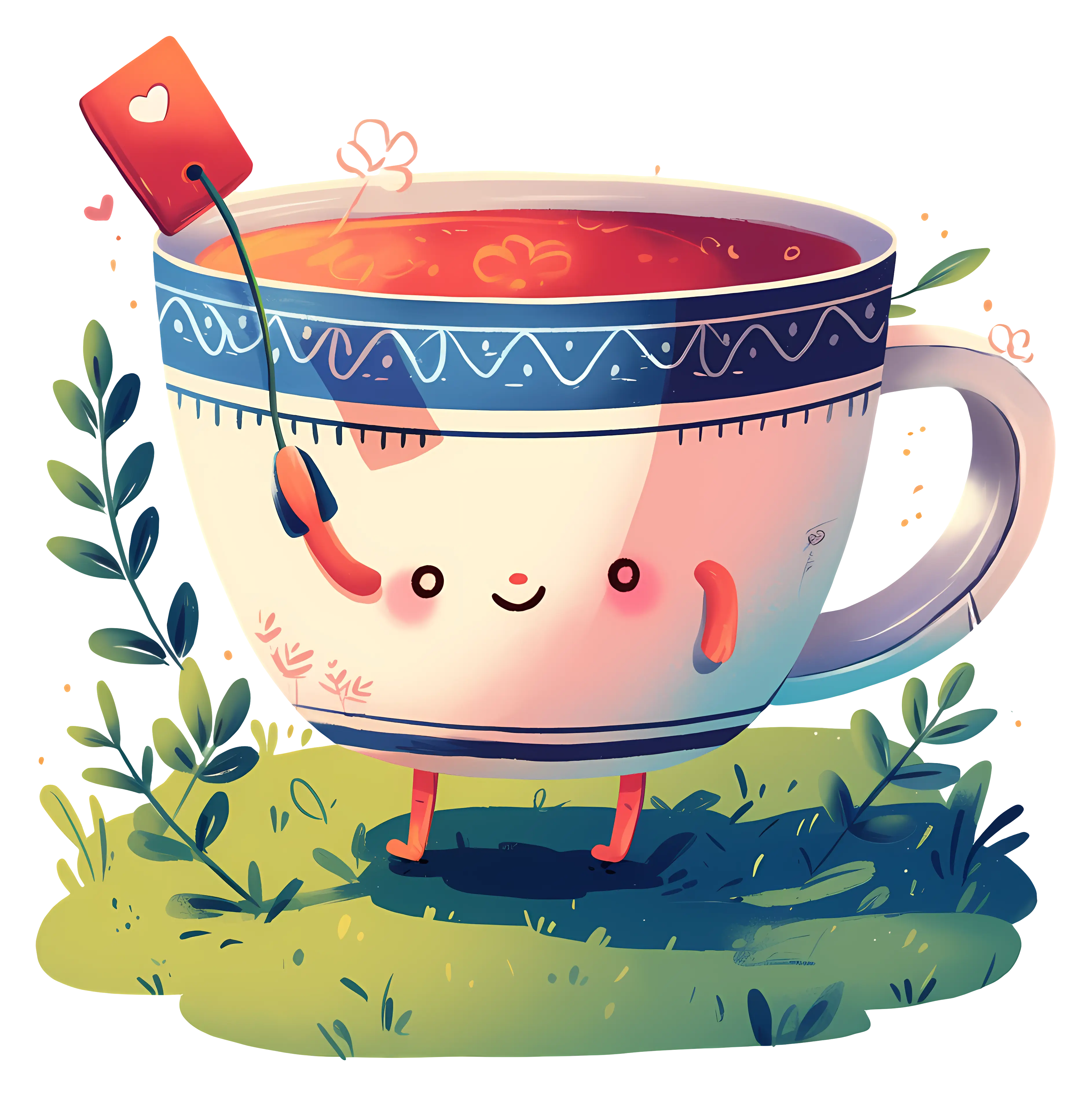 Smiling Tea Cup with Tea Bag