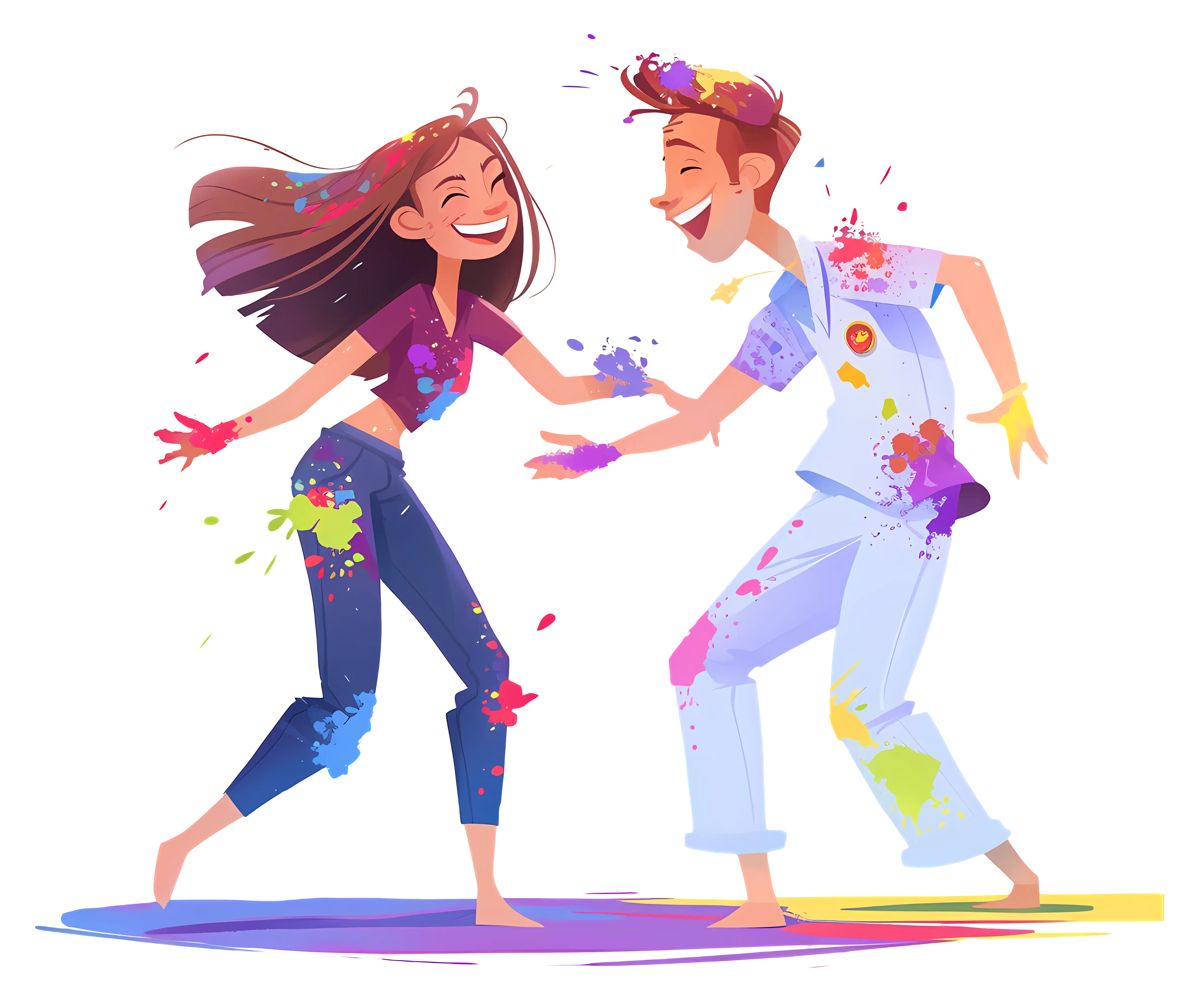 People Playing with Colorful Paint