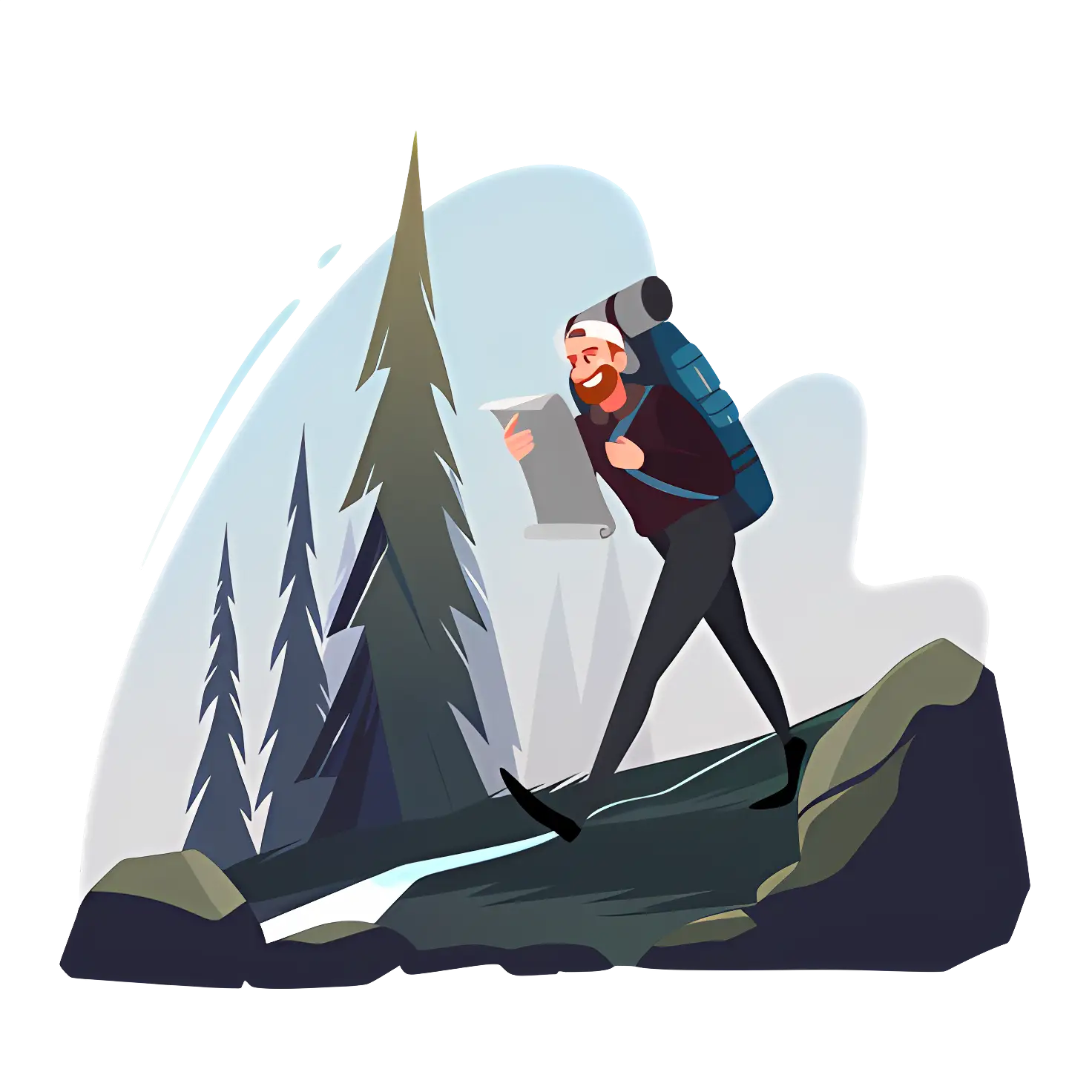 Happy Hiker Exploring the Wilderness