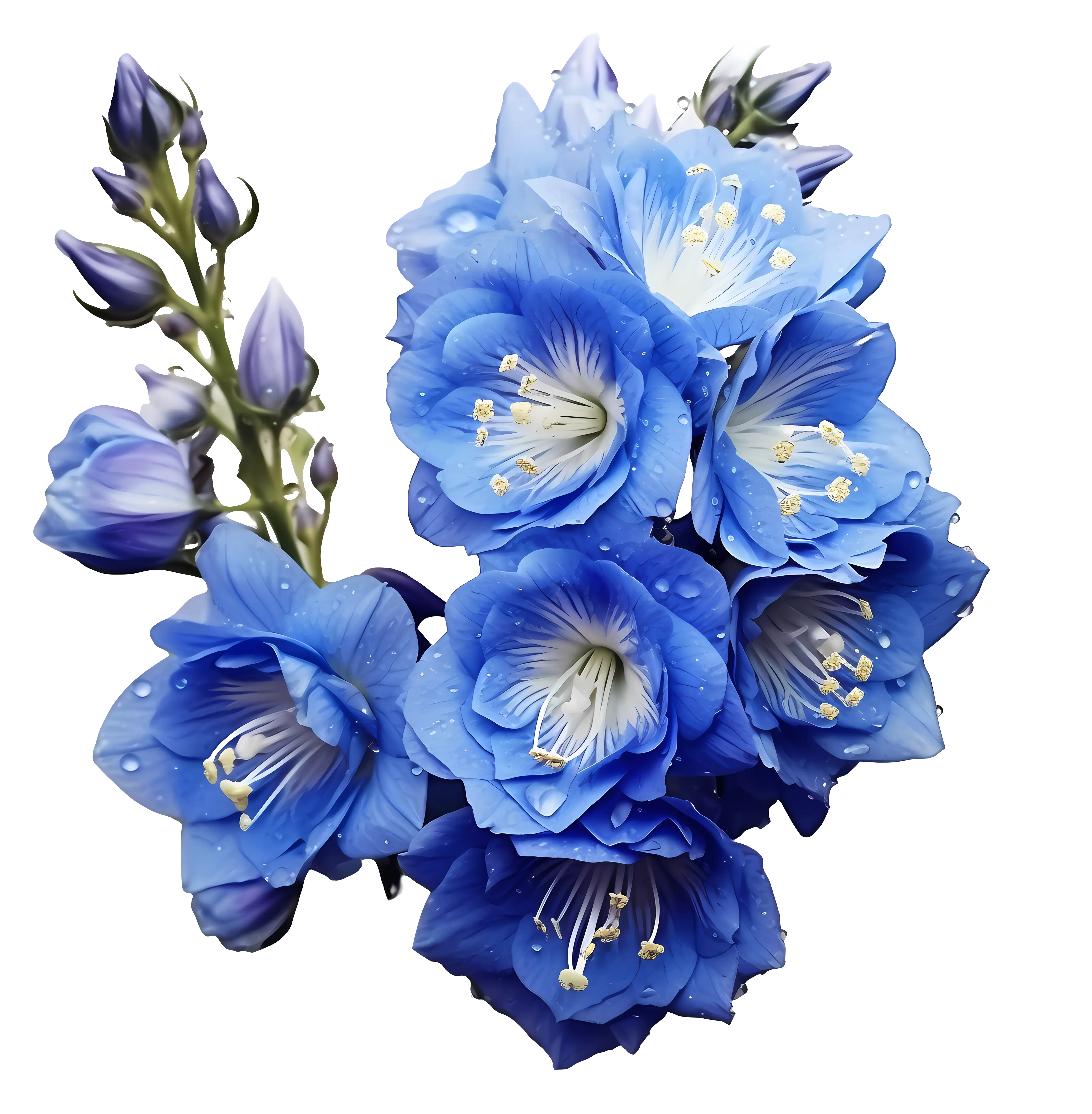 Beautiful Blue Flowers with Dew